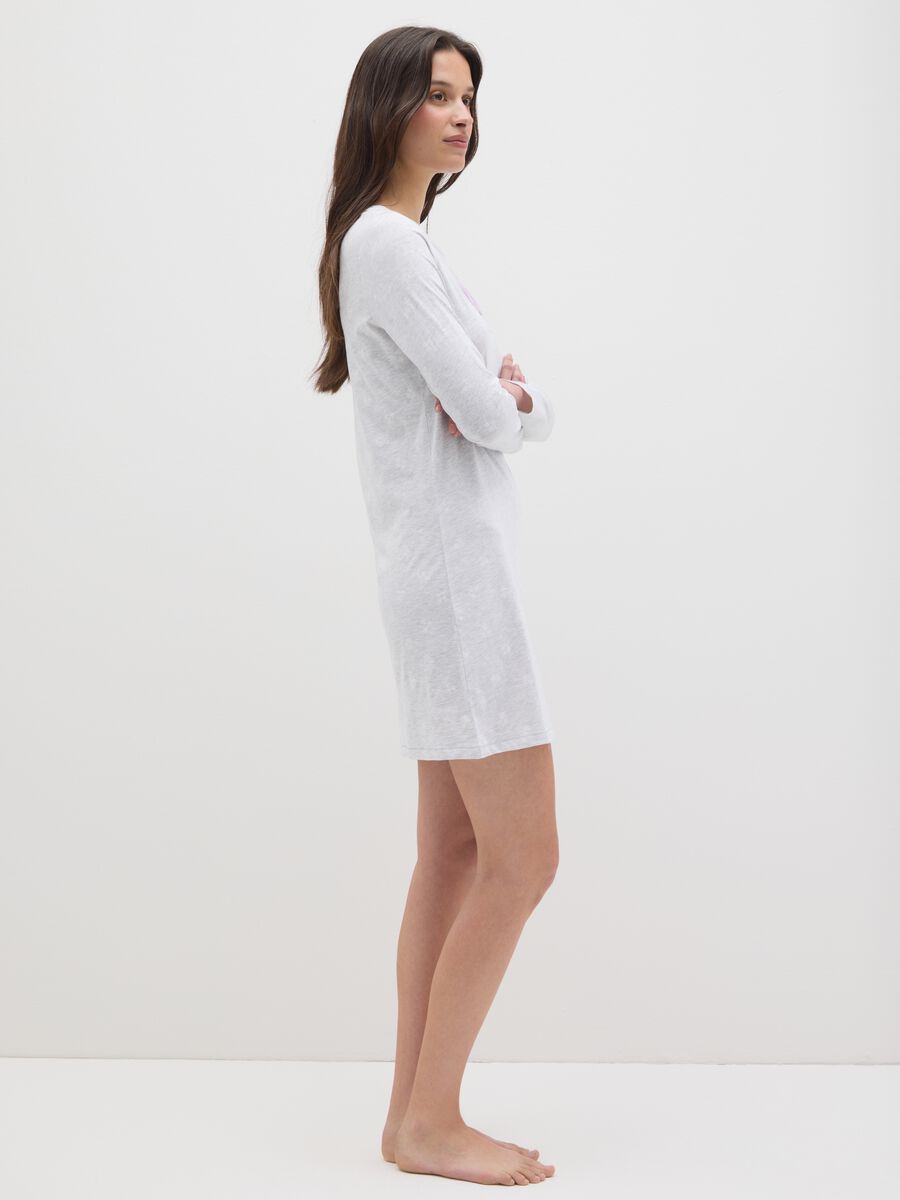 Grey pure cotton women's dress with embroidered lettering_1