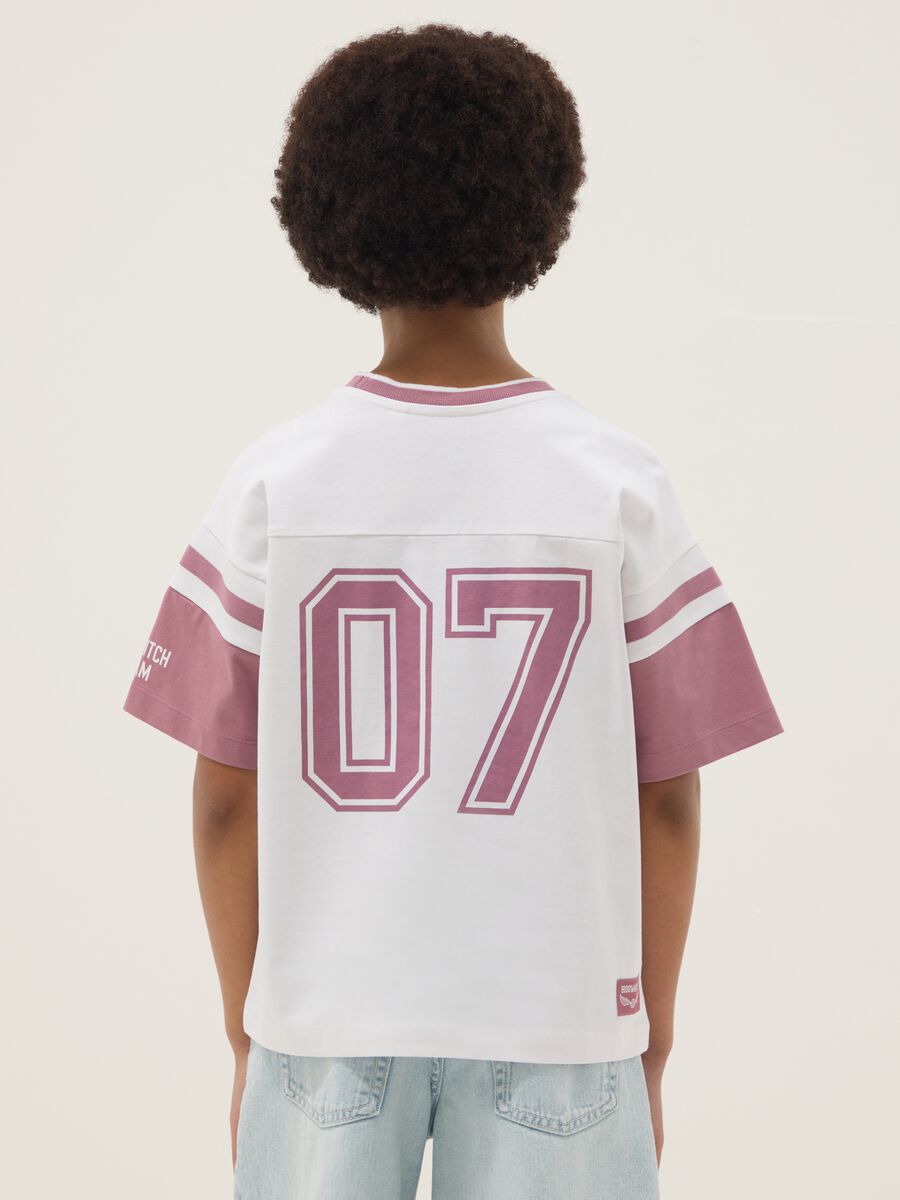White pure cotton T-shirt with print and short sleeves_1