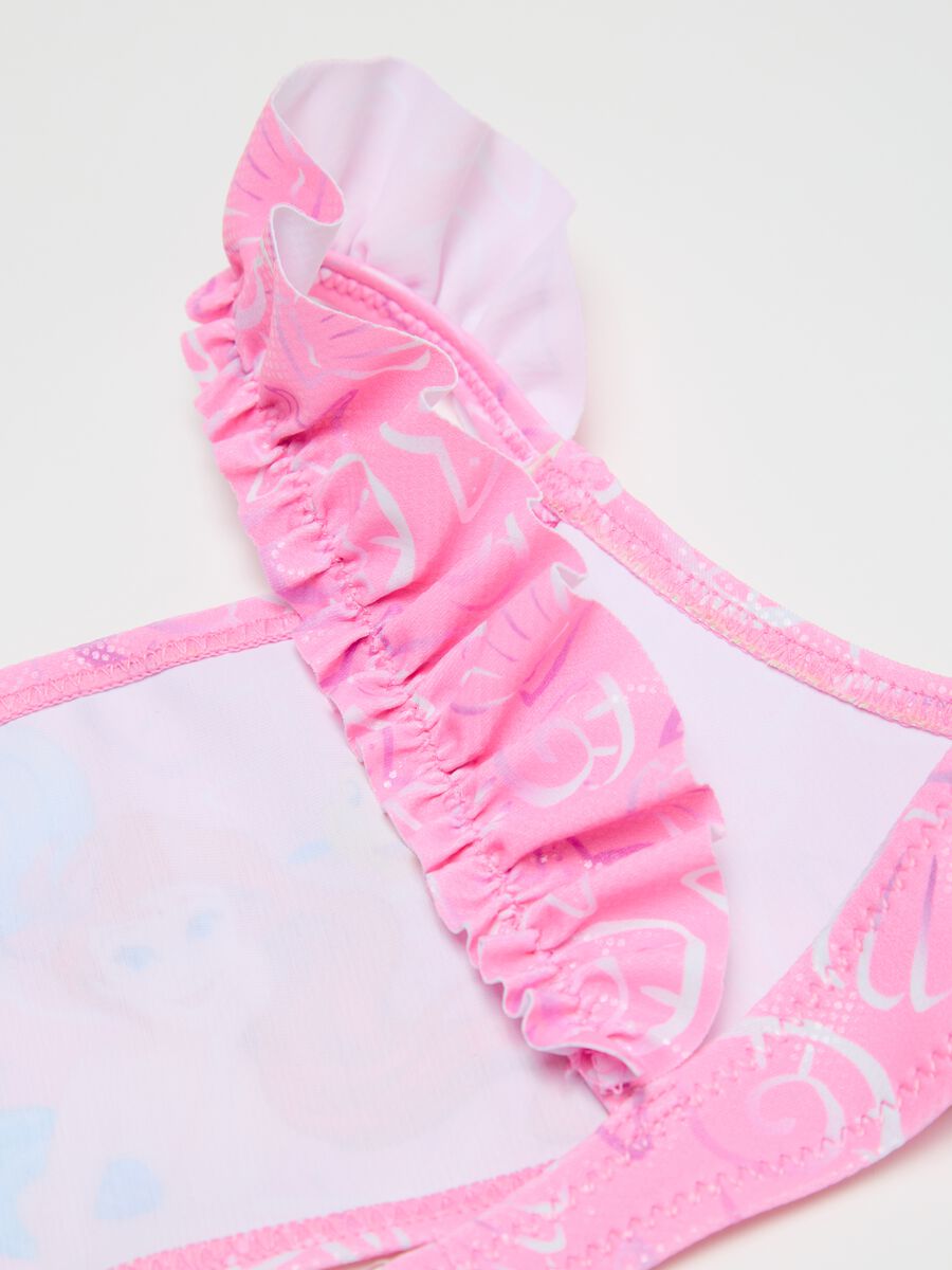 Girls’ bikini in pink stretch fabric with ruffles and Disney print_2