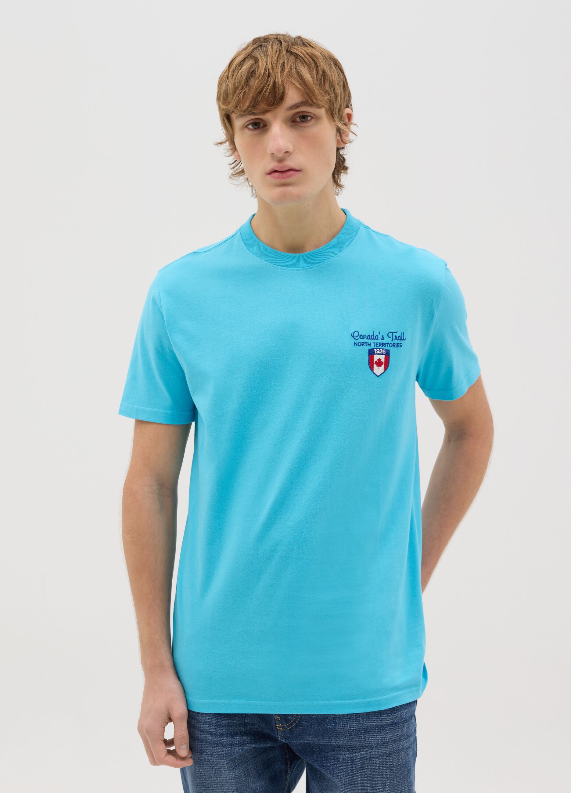 Canada's Trail turquoise T-shirt with embroidery