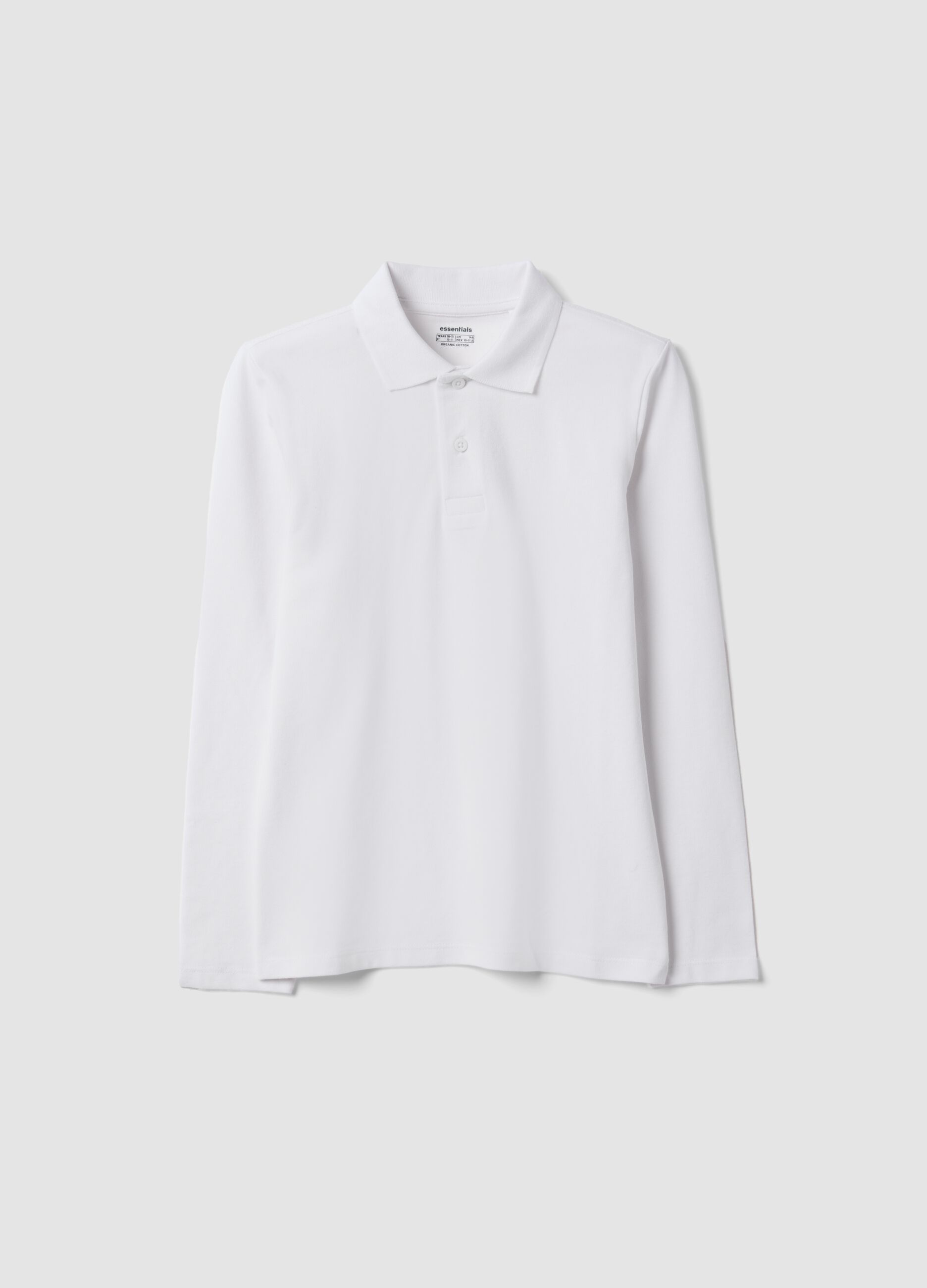 Boys&rsquo; regular-fit organic cotton piqu&eacute; white polo shirt