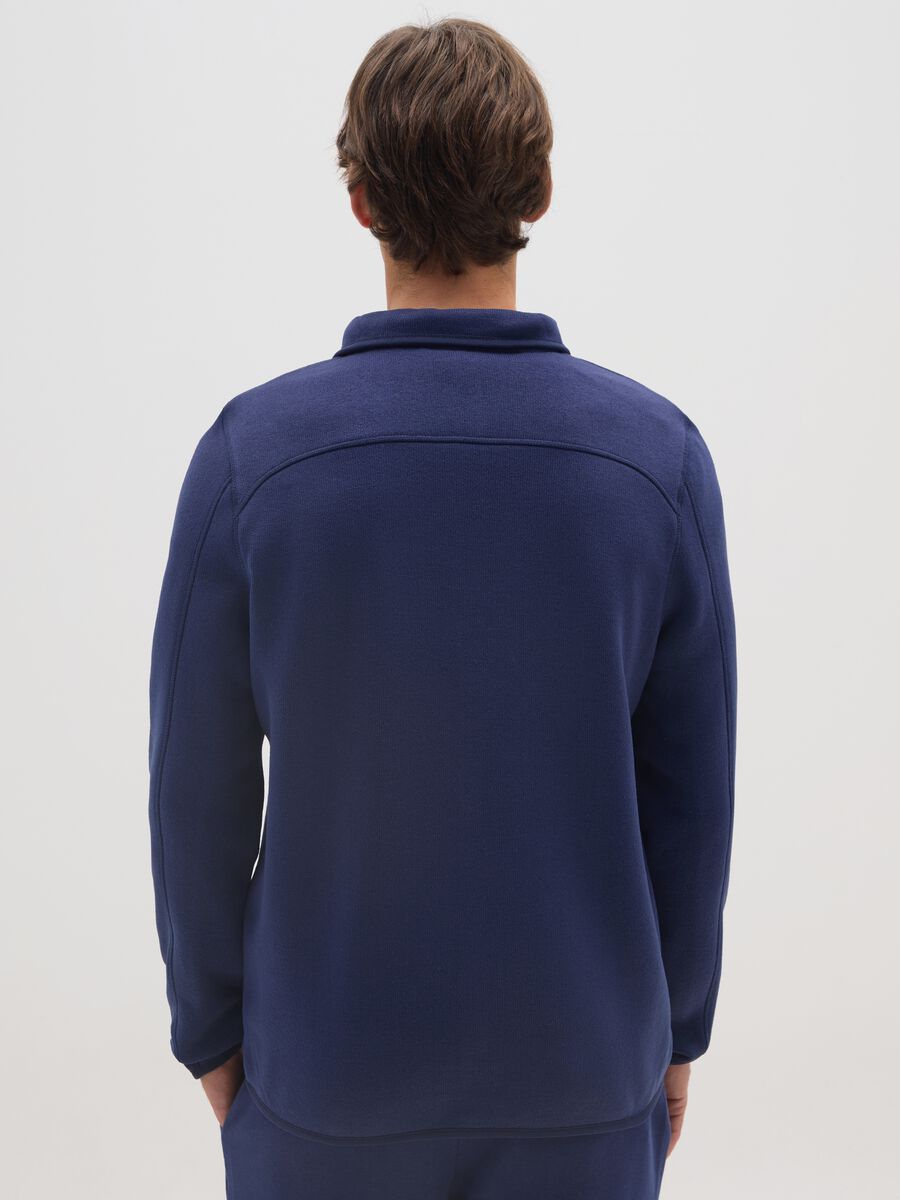 Blue zip-up high neck sweatshirt regular fit_2