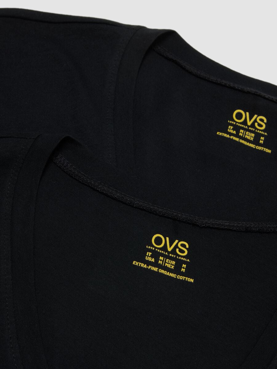 2-pack of black pure extra-fine cotton T-shirts with deep V-neck_1