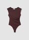 Brown stretch bodysuit with ruching, regular fit_4