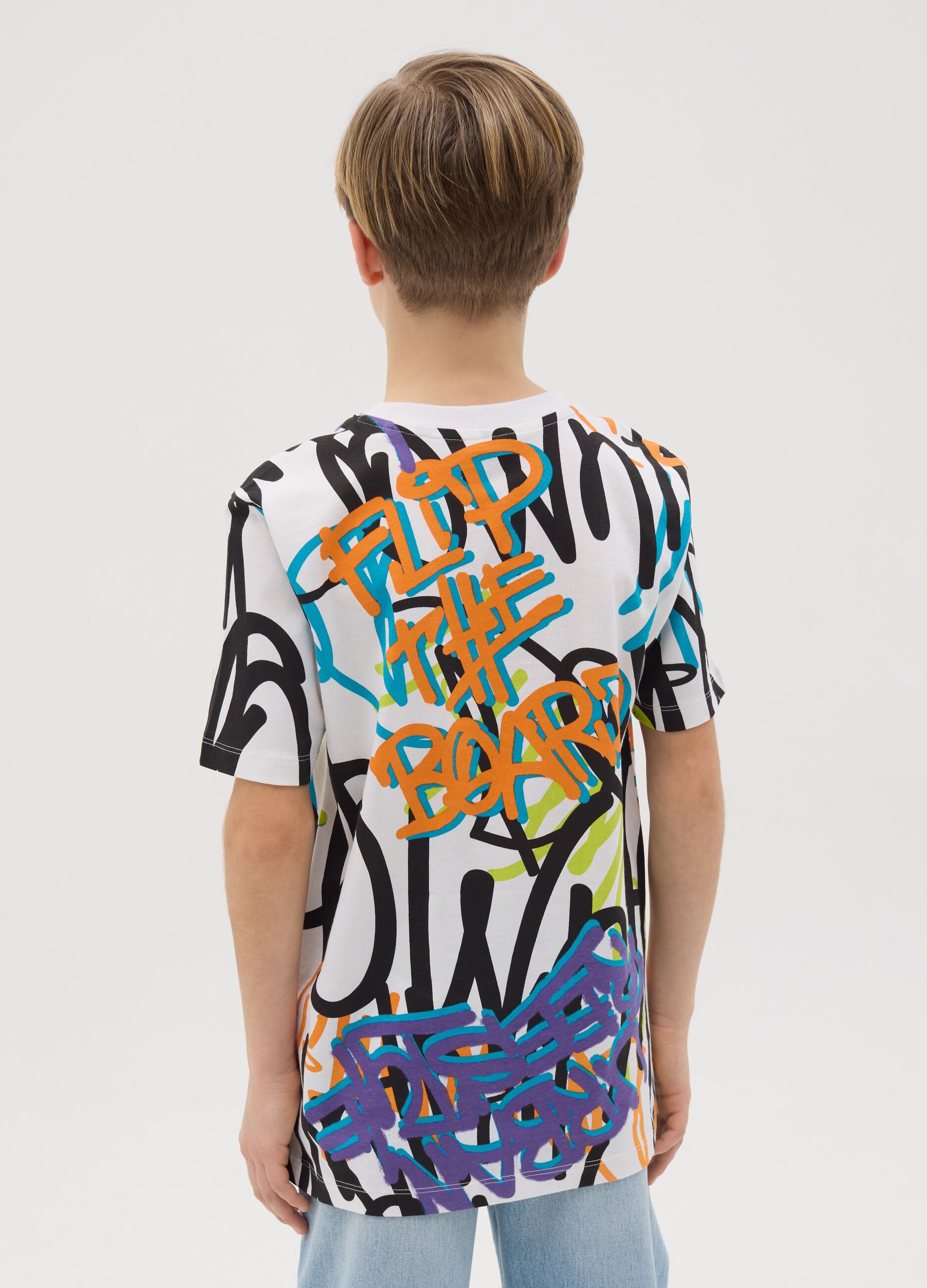 Cotton T-shirt with graffiti print