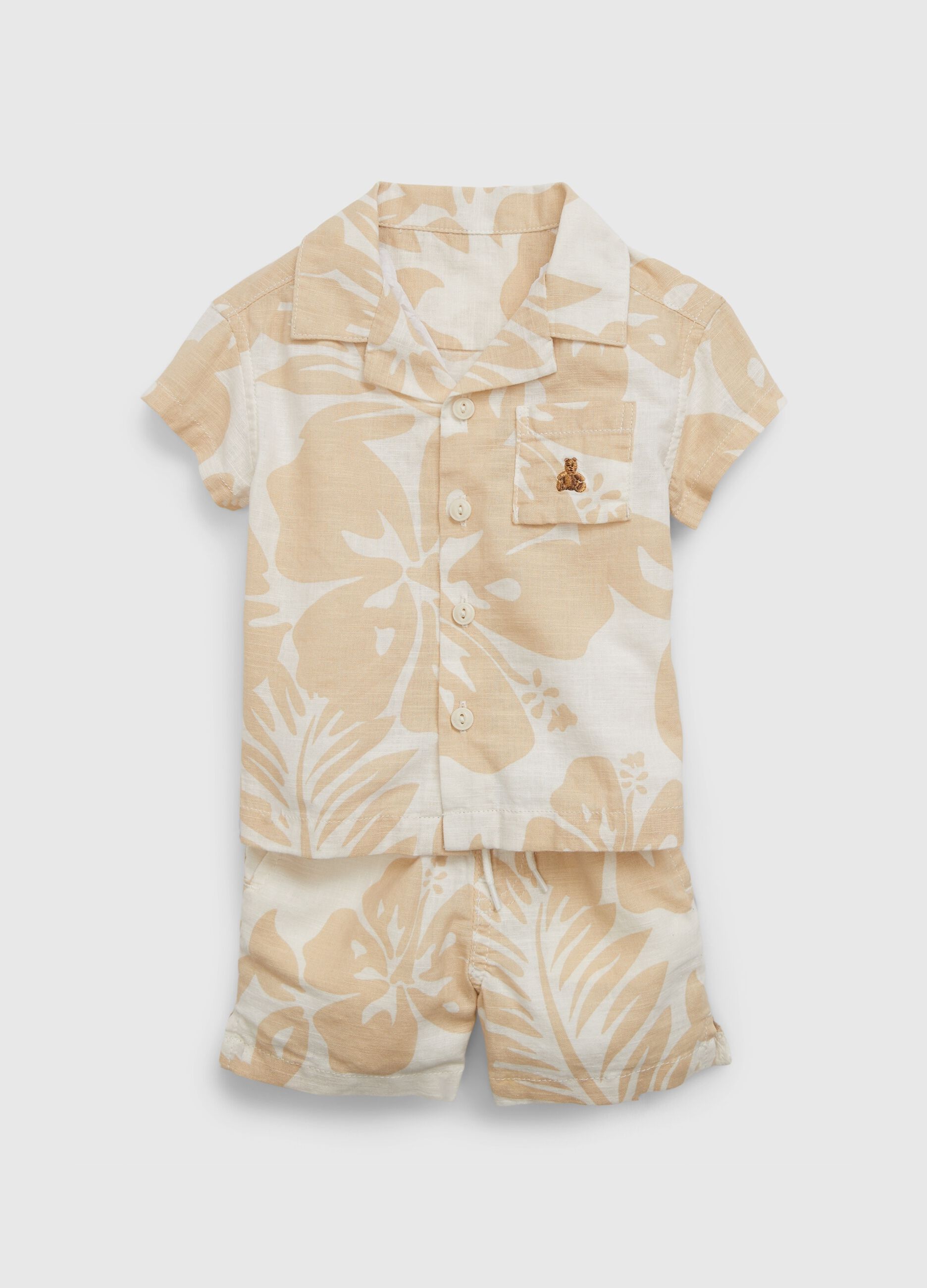 Set camicia e shorts in lino e cotone_2