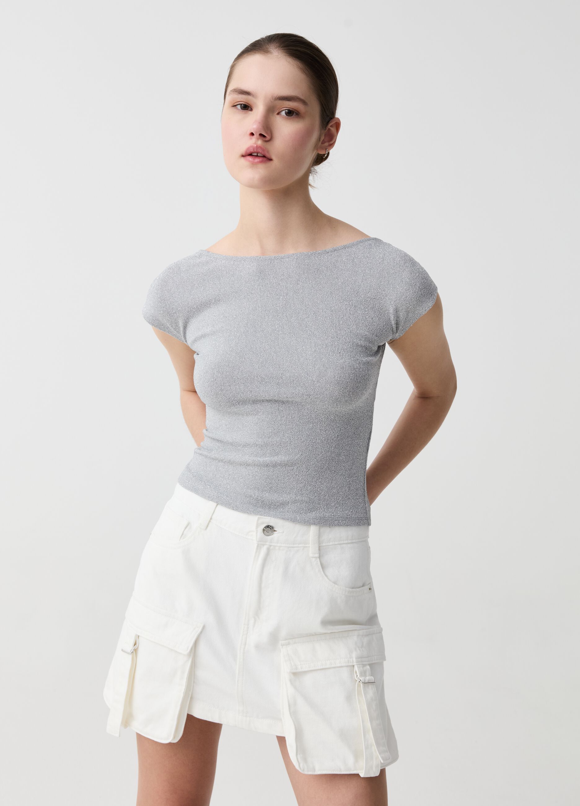 Lurex T-shirt with open back