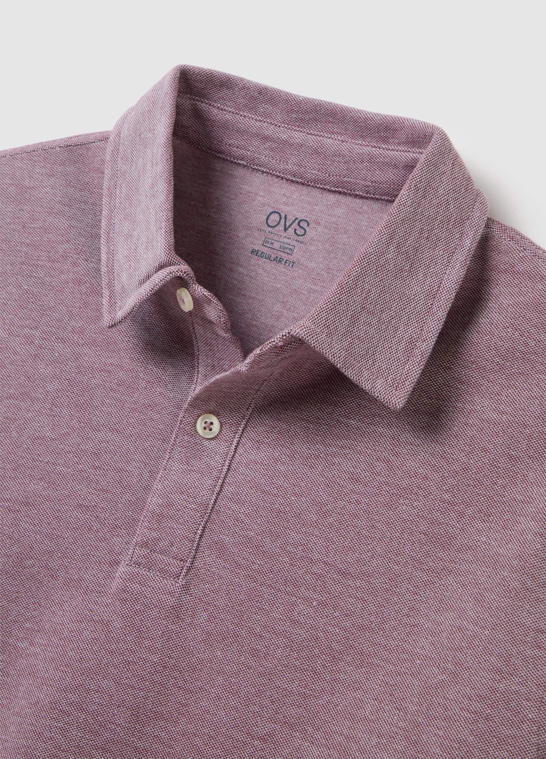 Polo da uomo in puro cotone viola regular fit