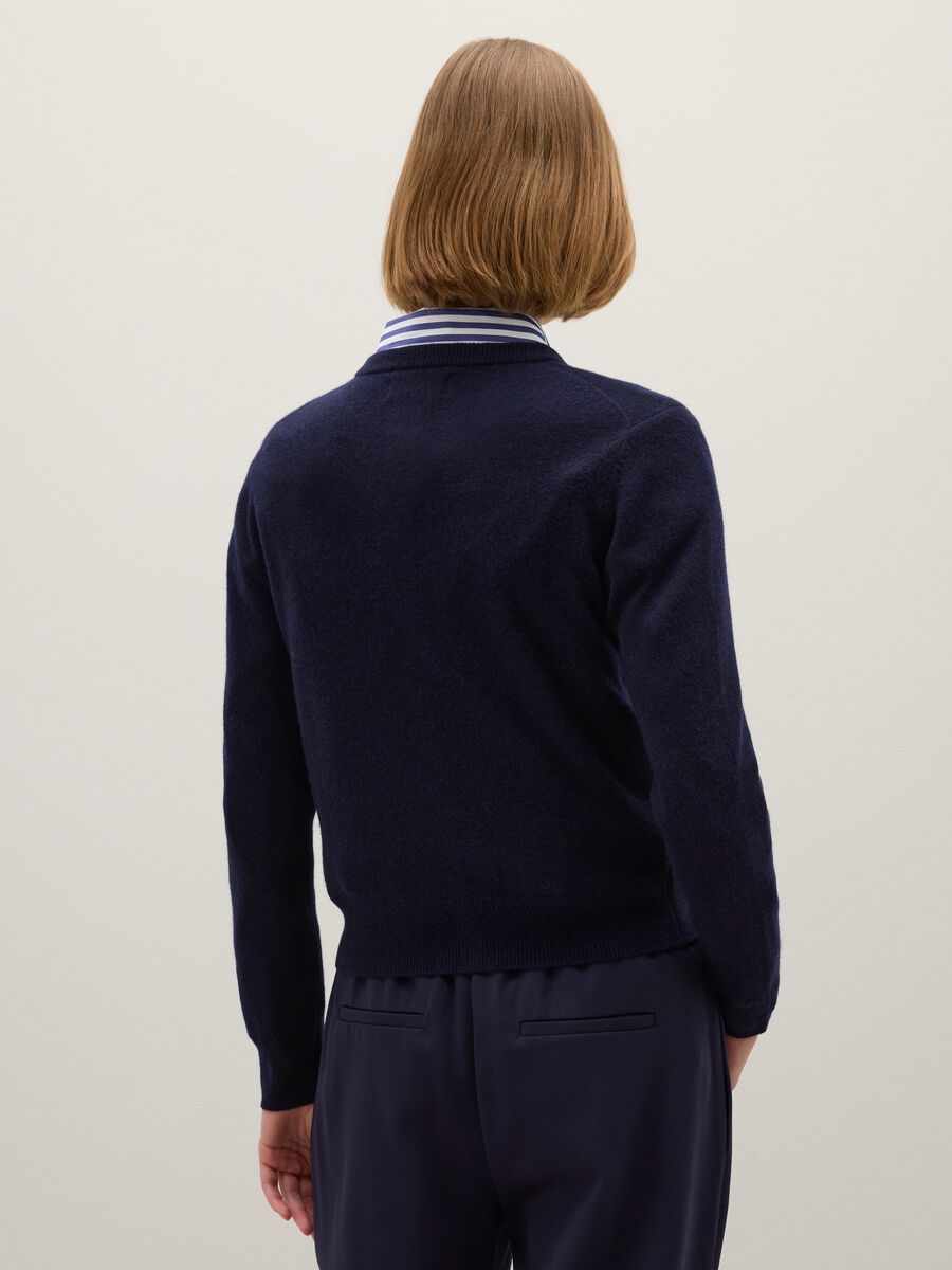 Cardigan in pura lana blu regular fit_2