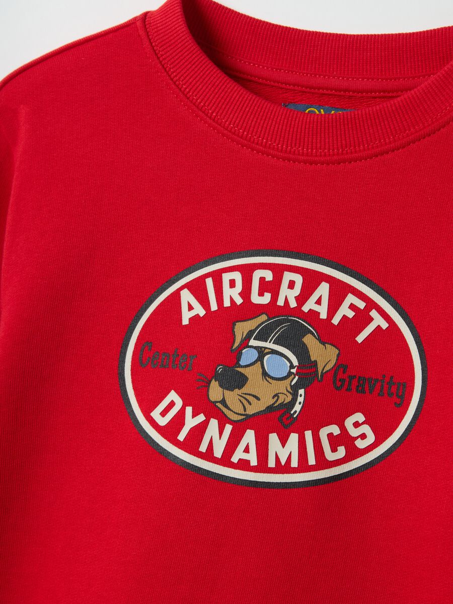 Kids' red crew neck sweatshirt in pure cotton regular fit_2