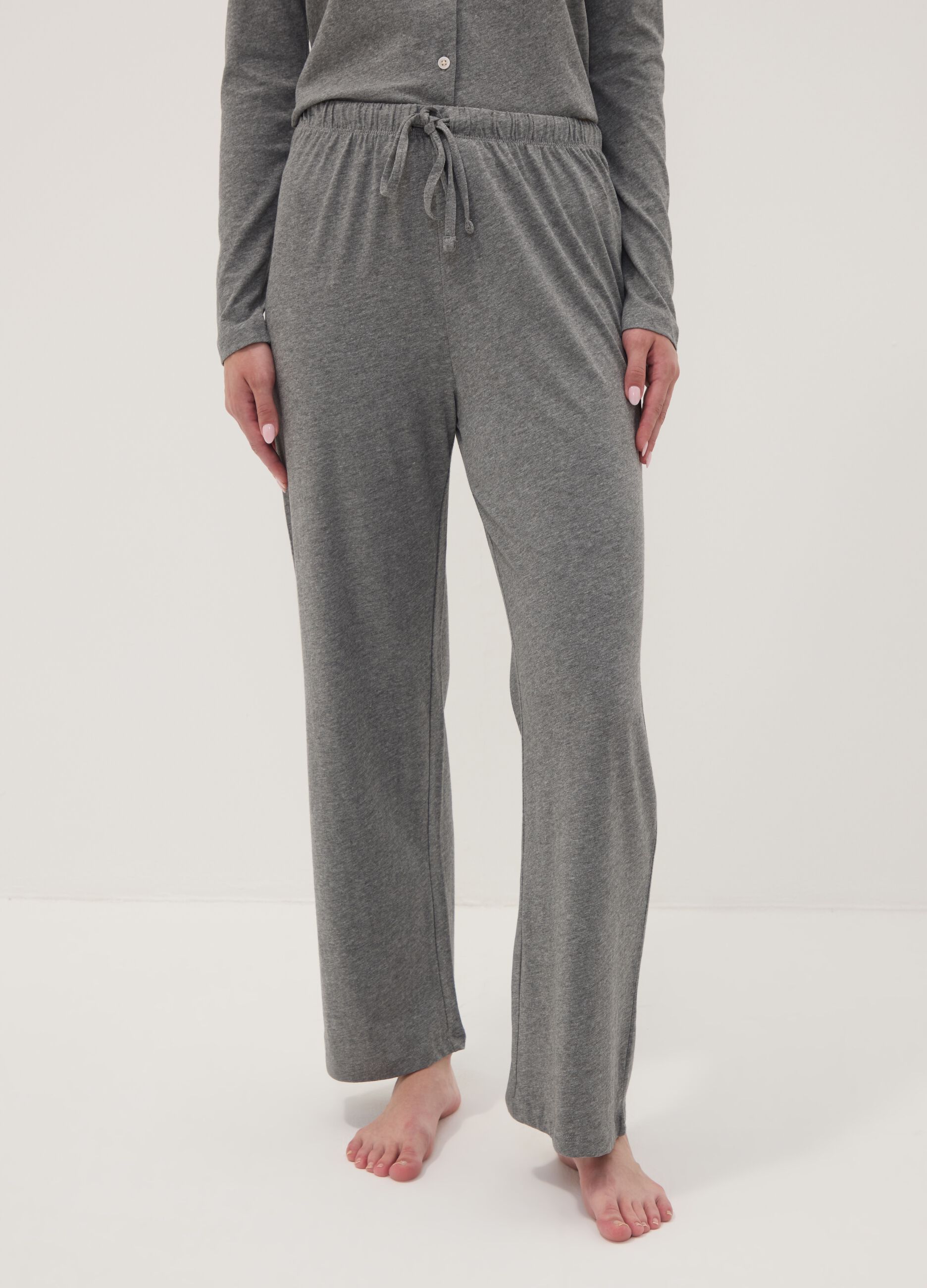 Grey cotton-viscose blend pyjama trousers