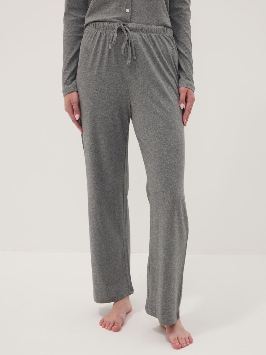 Pantaloni pigiama grigi in misto cotone viscosa_1