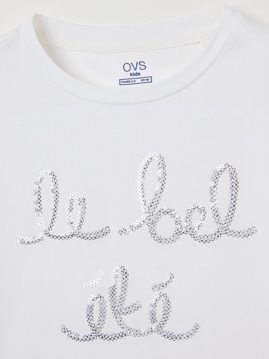 White stretch cotton T-shirt with sequins_3