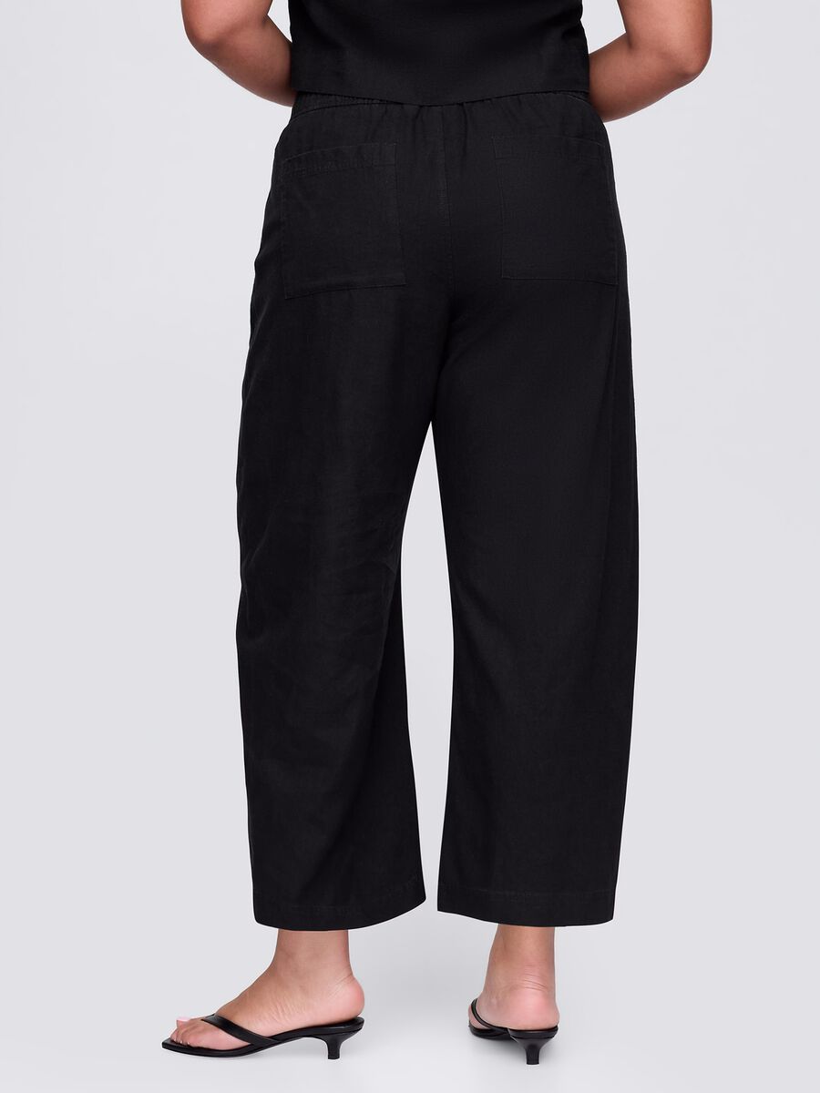 Black wide trousers in linen and viscose_6