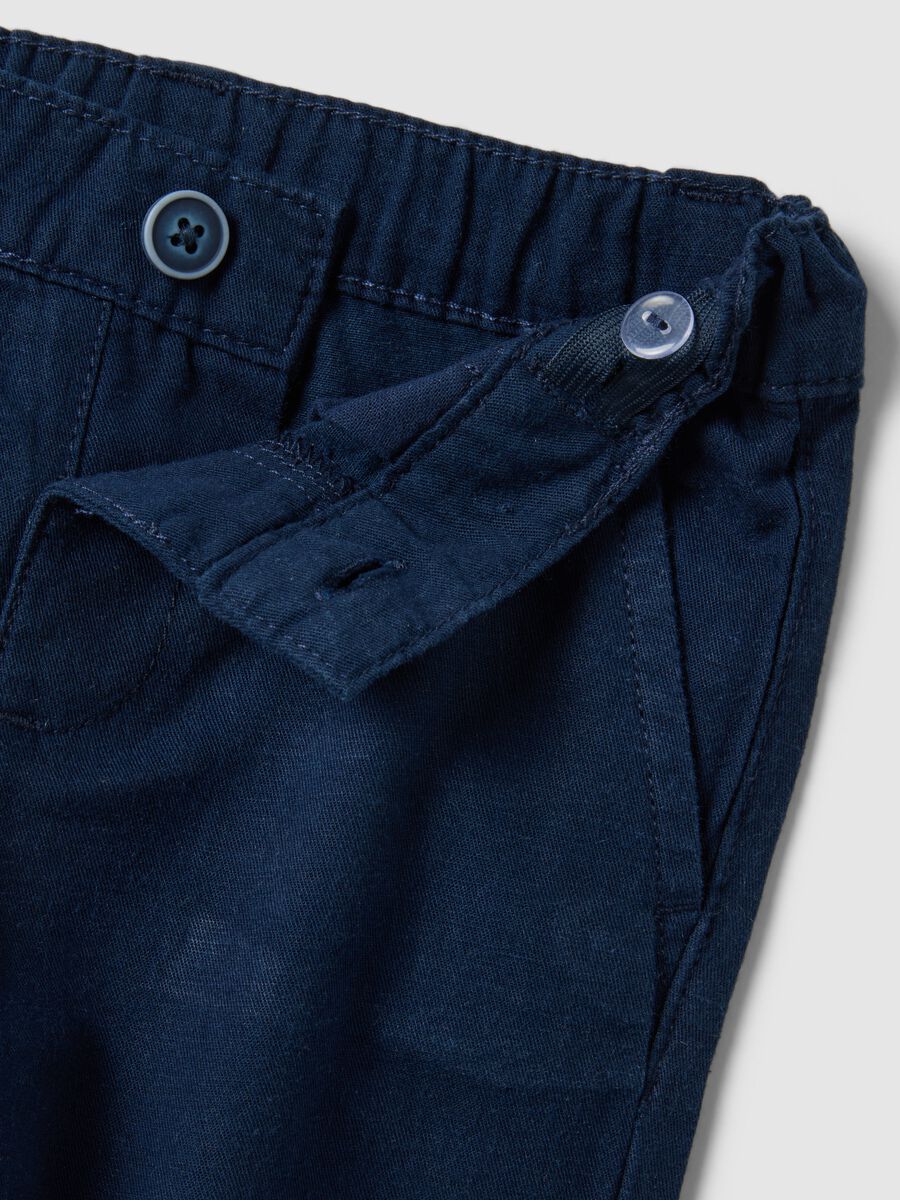 Children's regular fit blue linen-cotton blend chinos_2