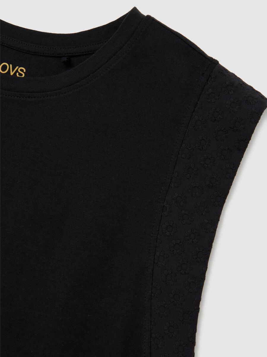 Maglia da donna in puro cotone nero regular fit_1