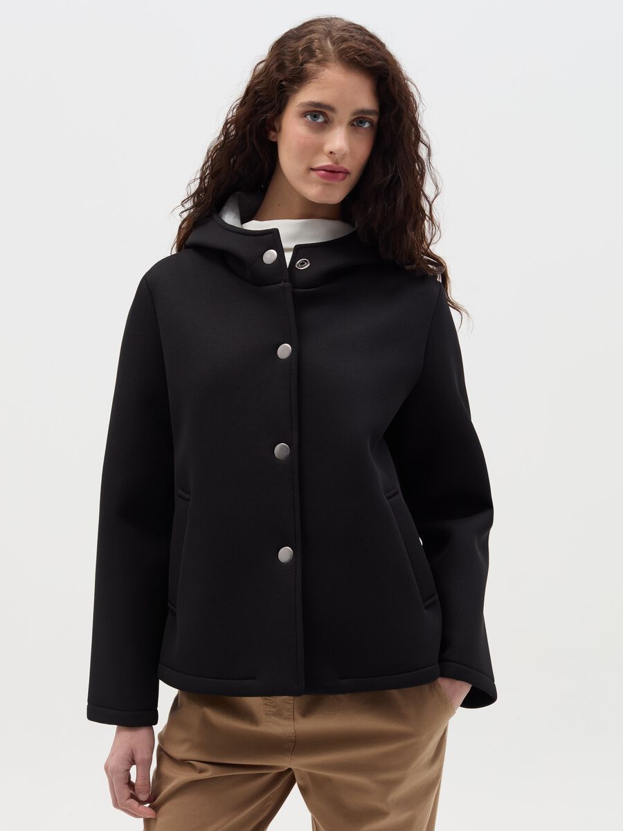 Short jacket with hood and buttons_0