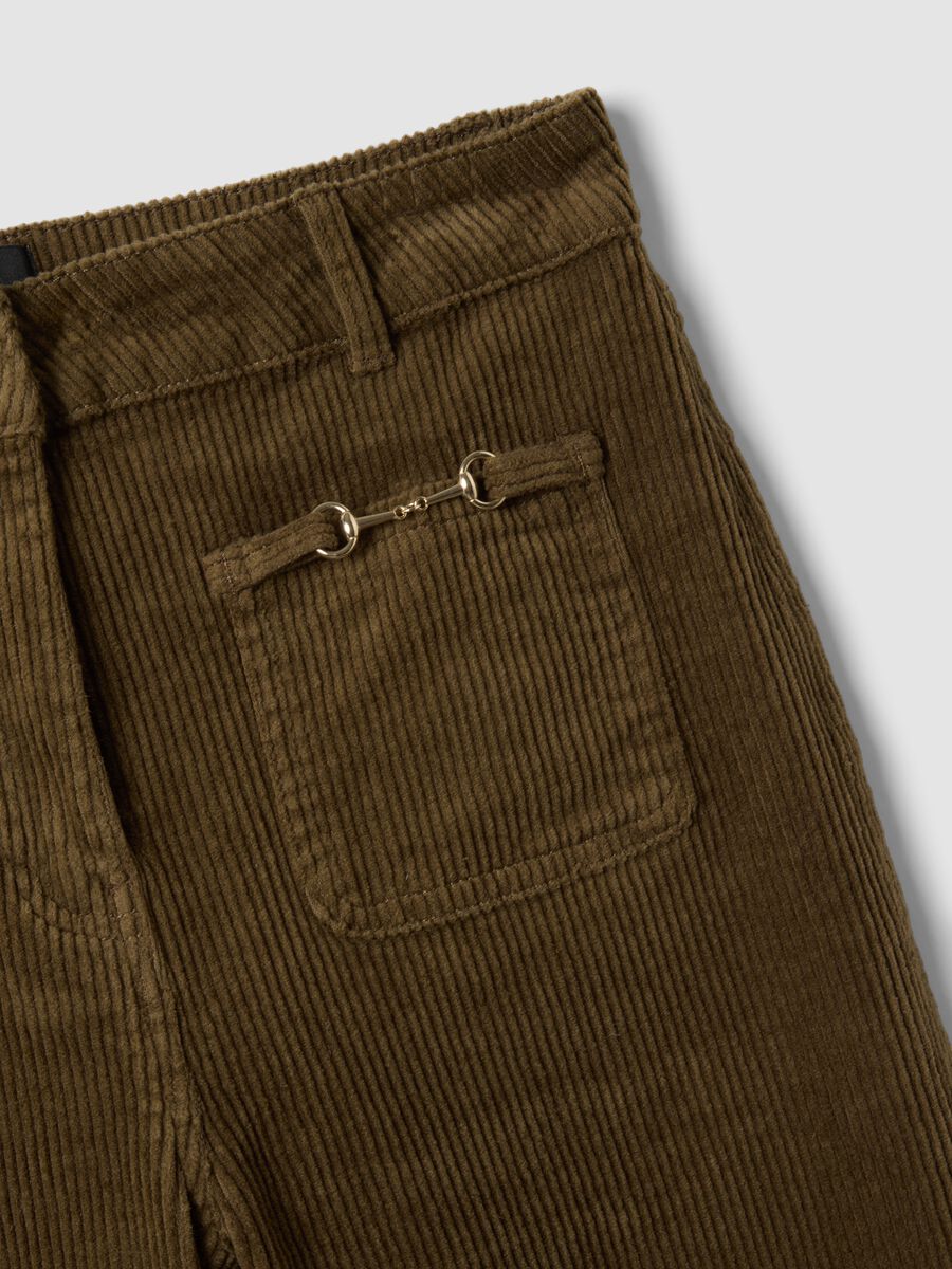 Green flared ribbed stretch-cotton trousers_5