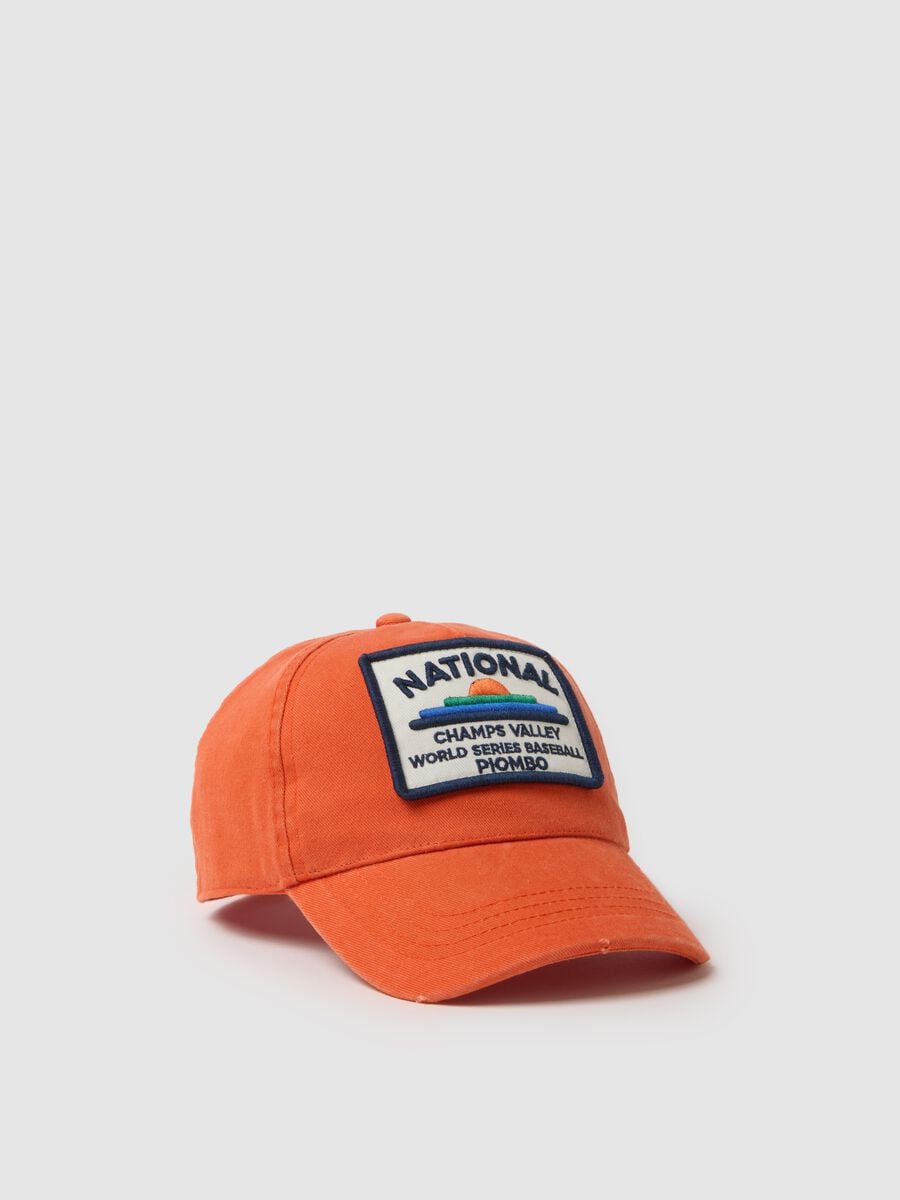 Cappello da baseball in puro cotone arancione da bambino con patch_0