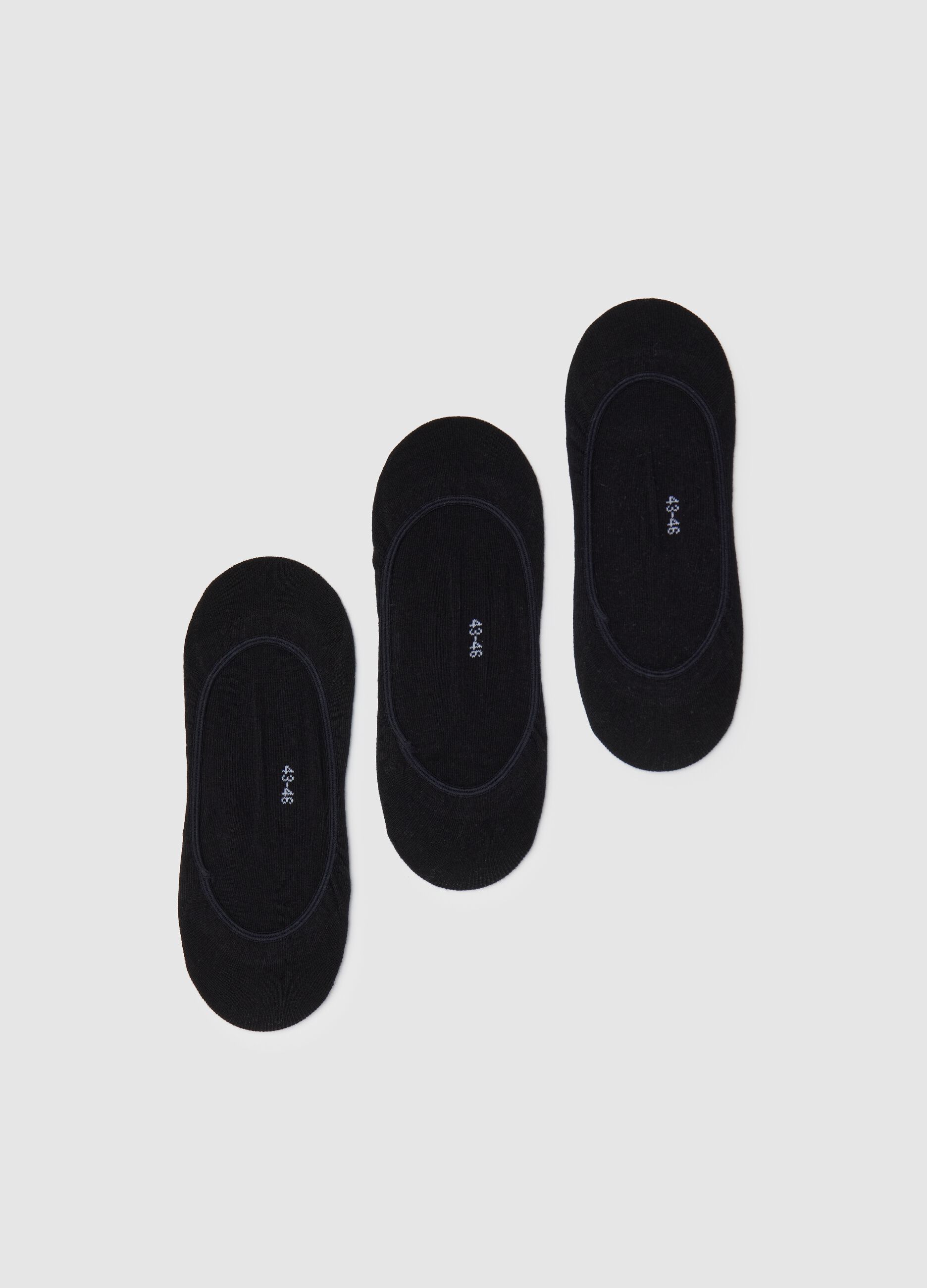 Three-pack black shoe liners in stretch cotton