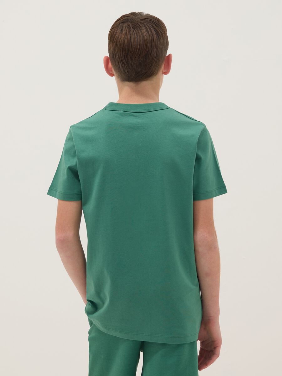 T-shirt in puro cotone verde da ragazzo regular fit_2