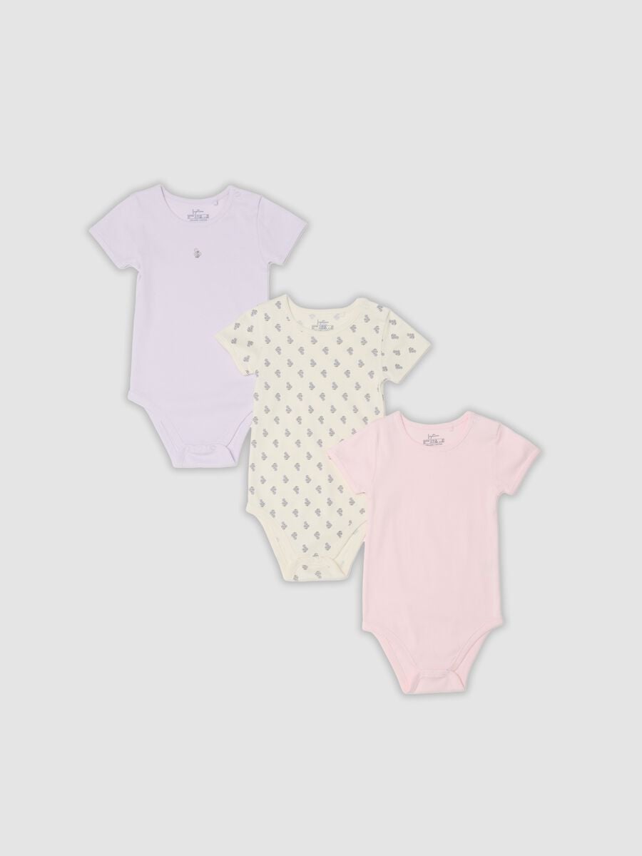 Tripack di body multicolor in puro cotone organico per neonata e bimba_0