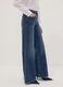 Blue high-waisted wide-leg stretch cotton jeans_3