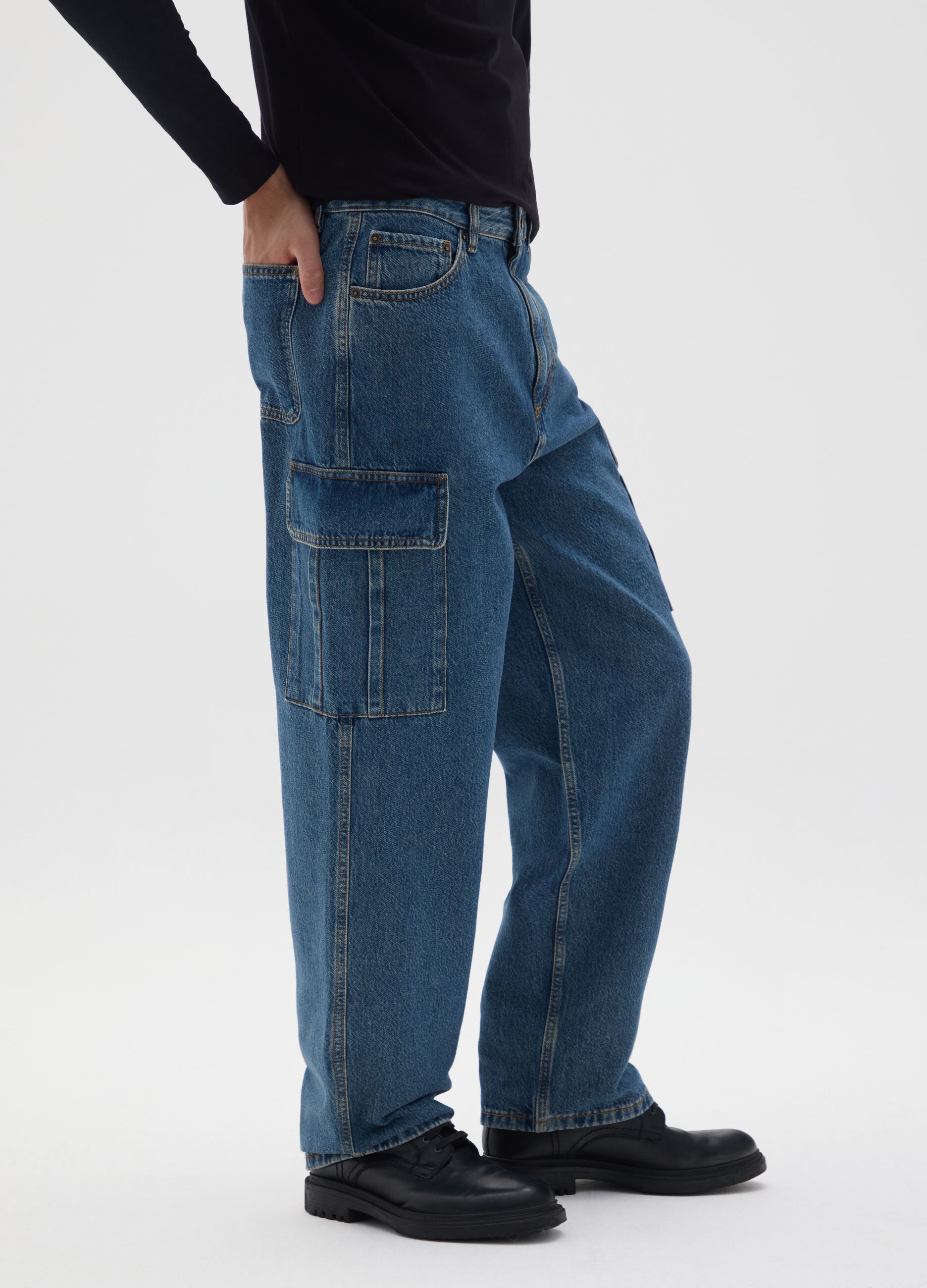 Pure Cotton Denim Wide Leg Jeans