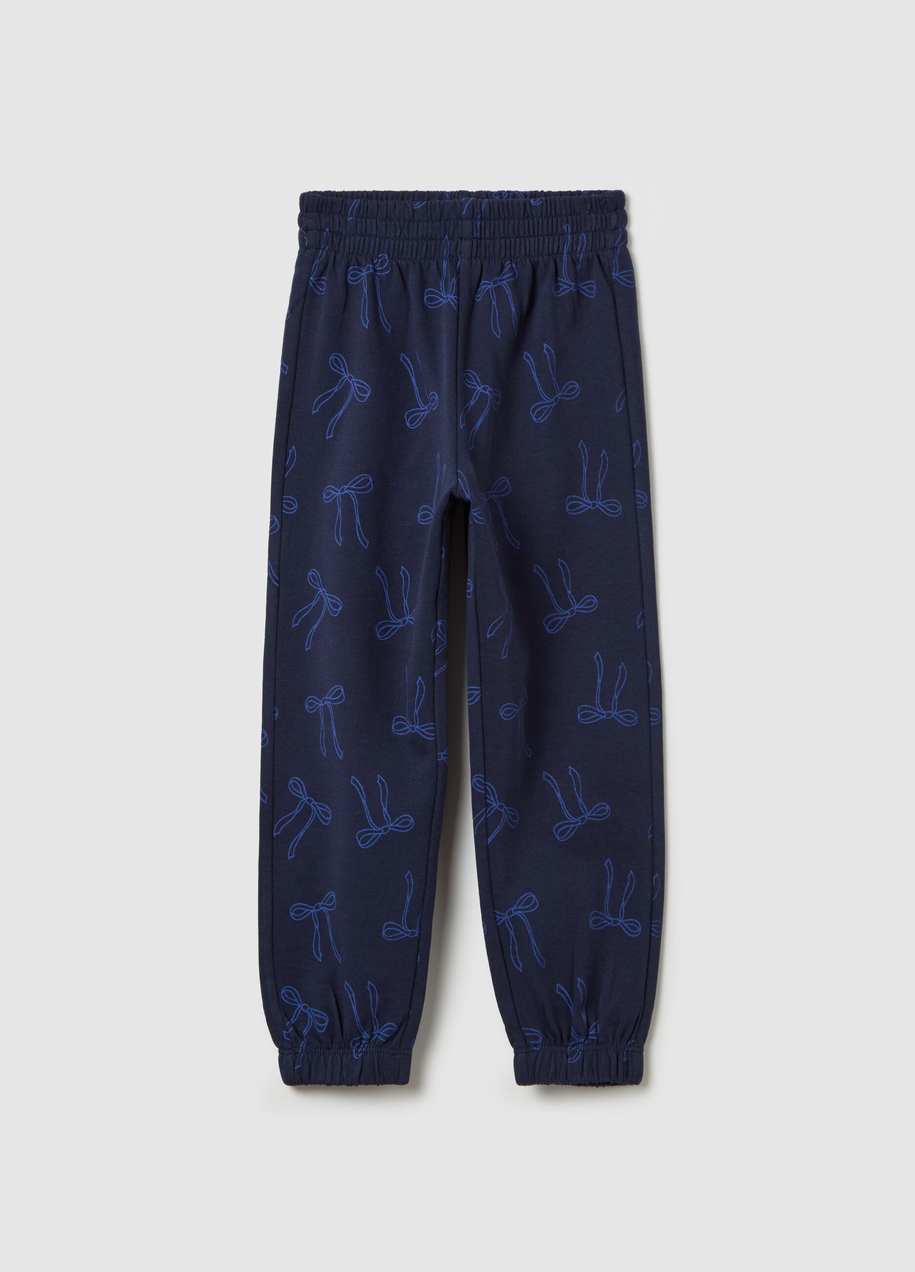 Cotton joggers with elasticated trims and print