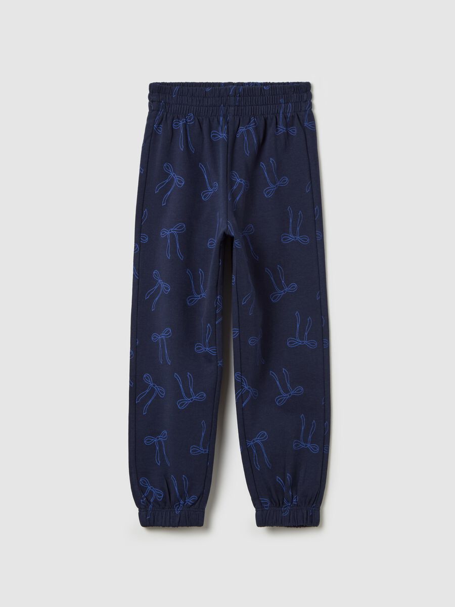 Cotton joggers with elasticated trims and print_0