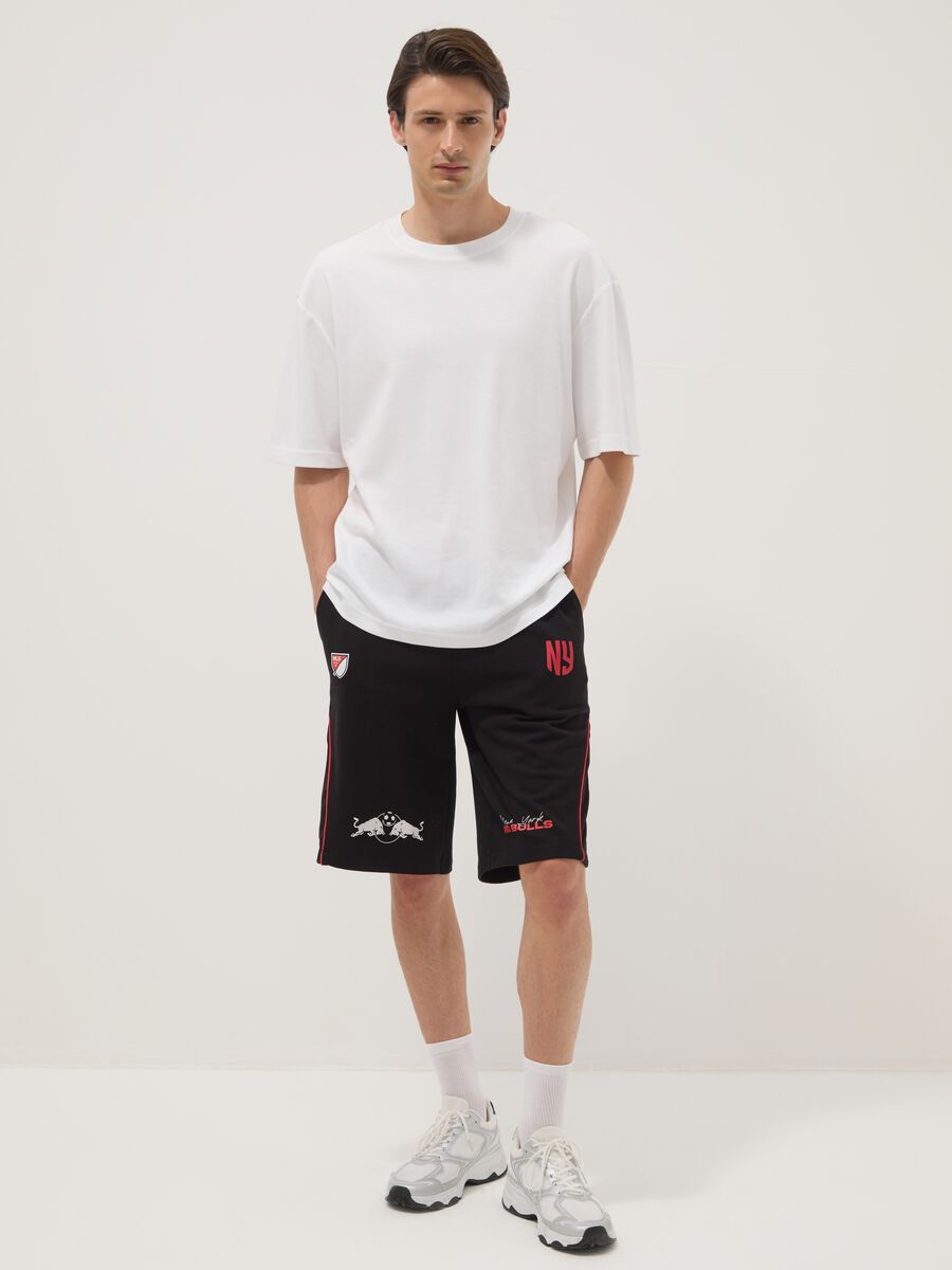 Black cotton-blend sports shorts, regular fit_0