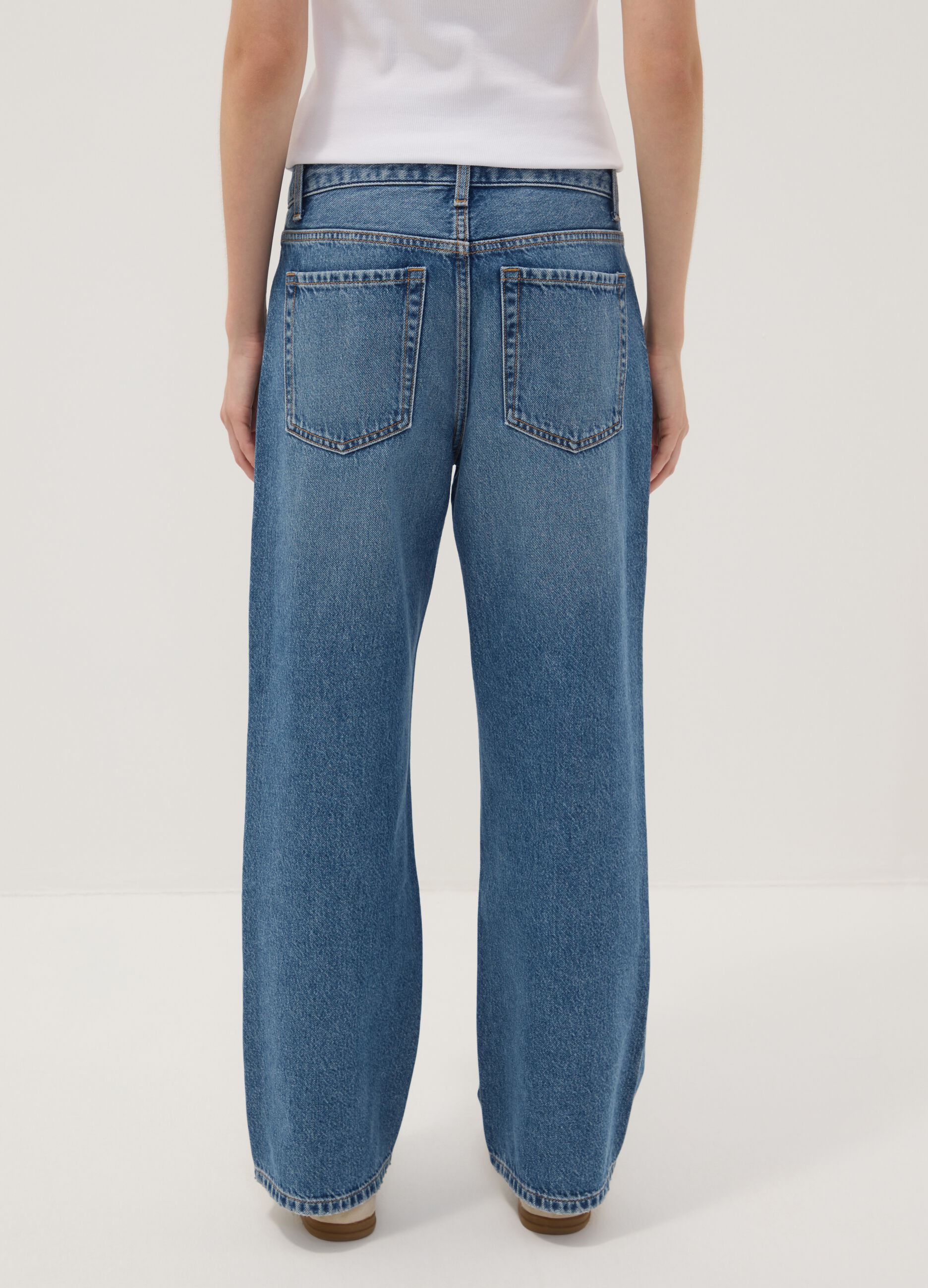 Blue denim pure cotton straight-fit jeans