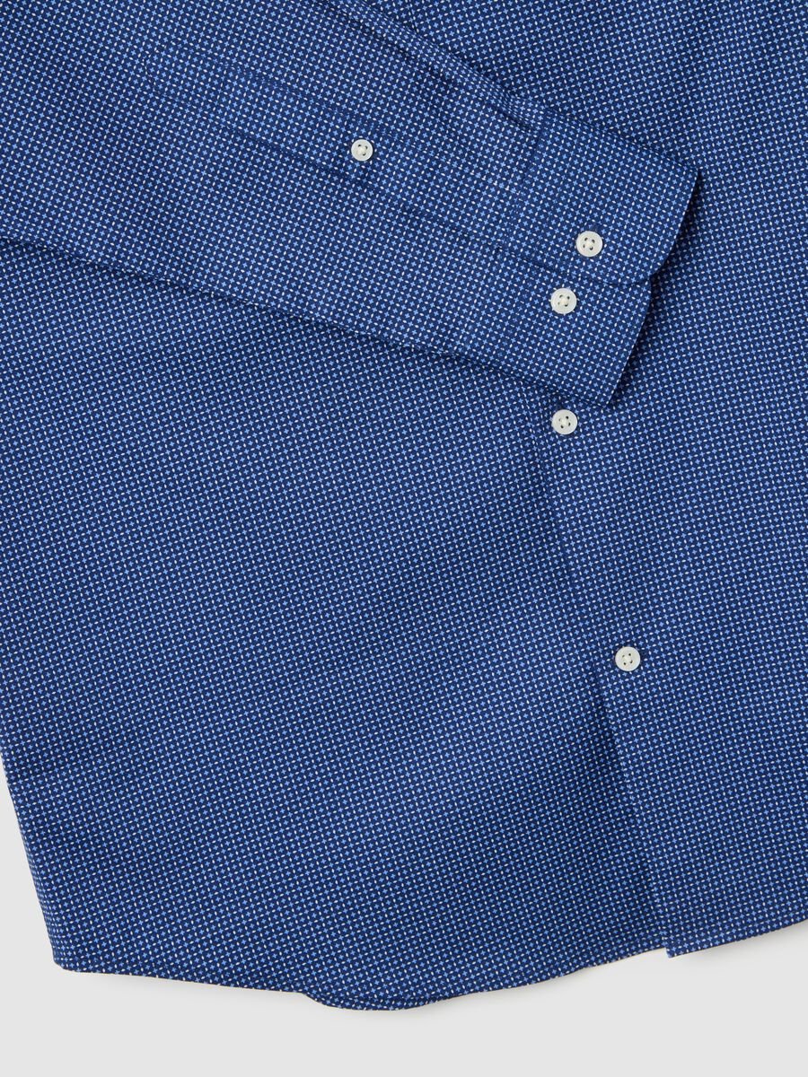 Blue Poplin Stretch Cotton Blend Shirt_5