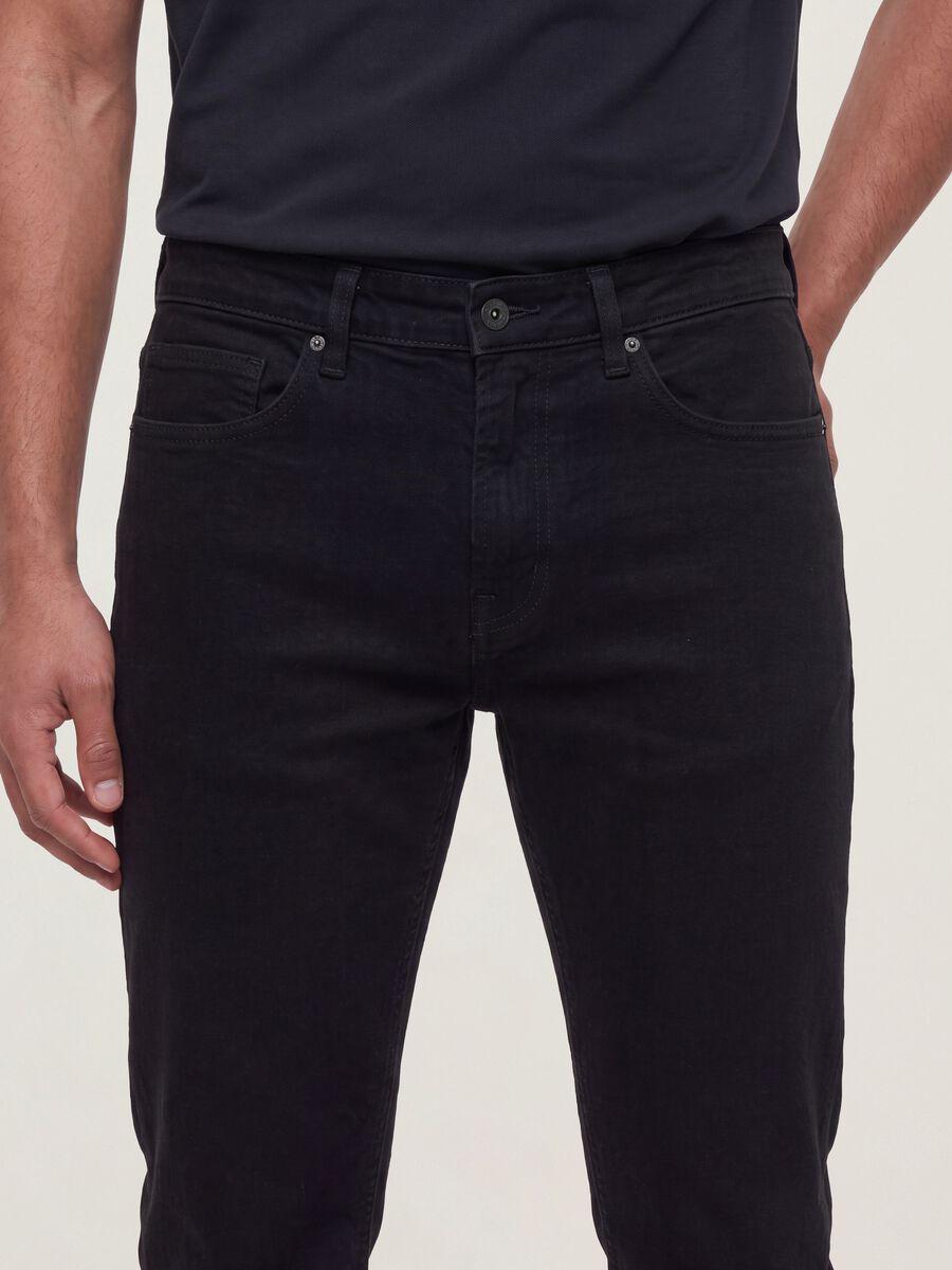Black slim-fit stretch cotton jeans_3