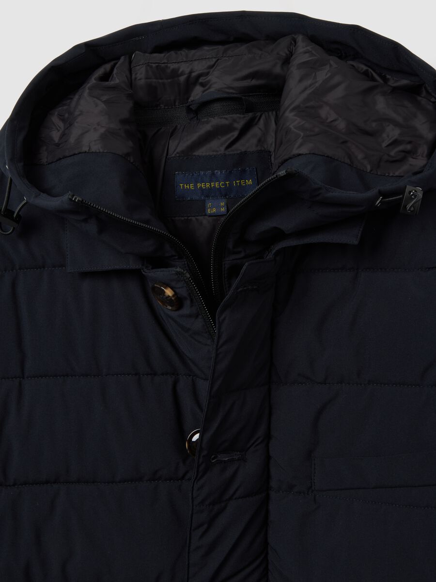 Blue Regular Fit Parka Jacket with Zip_5