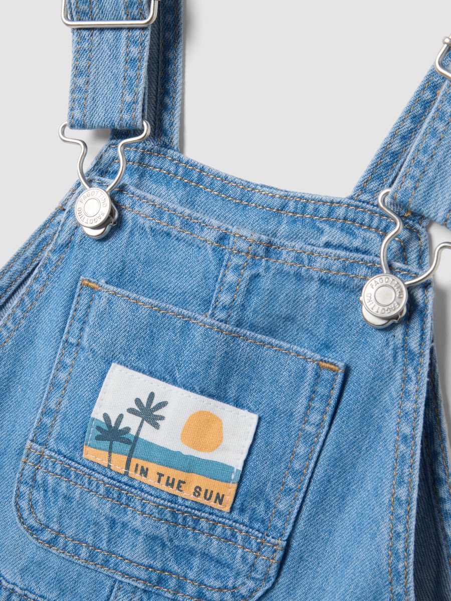 Salopette in puro cotone denim azzurro da bimbo regular fit_3