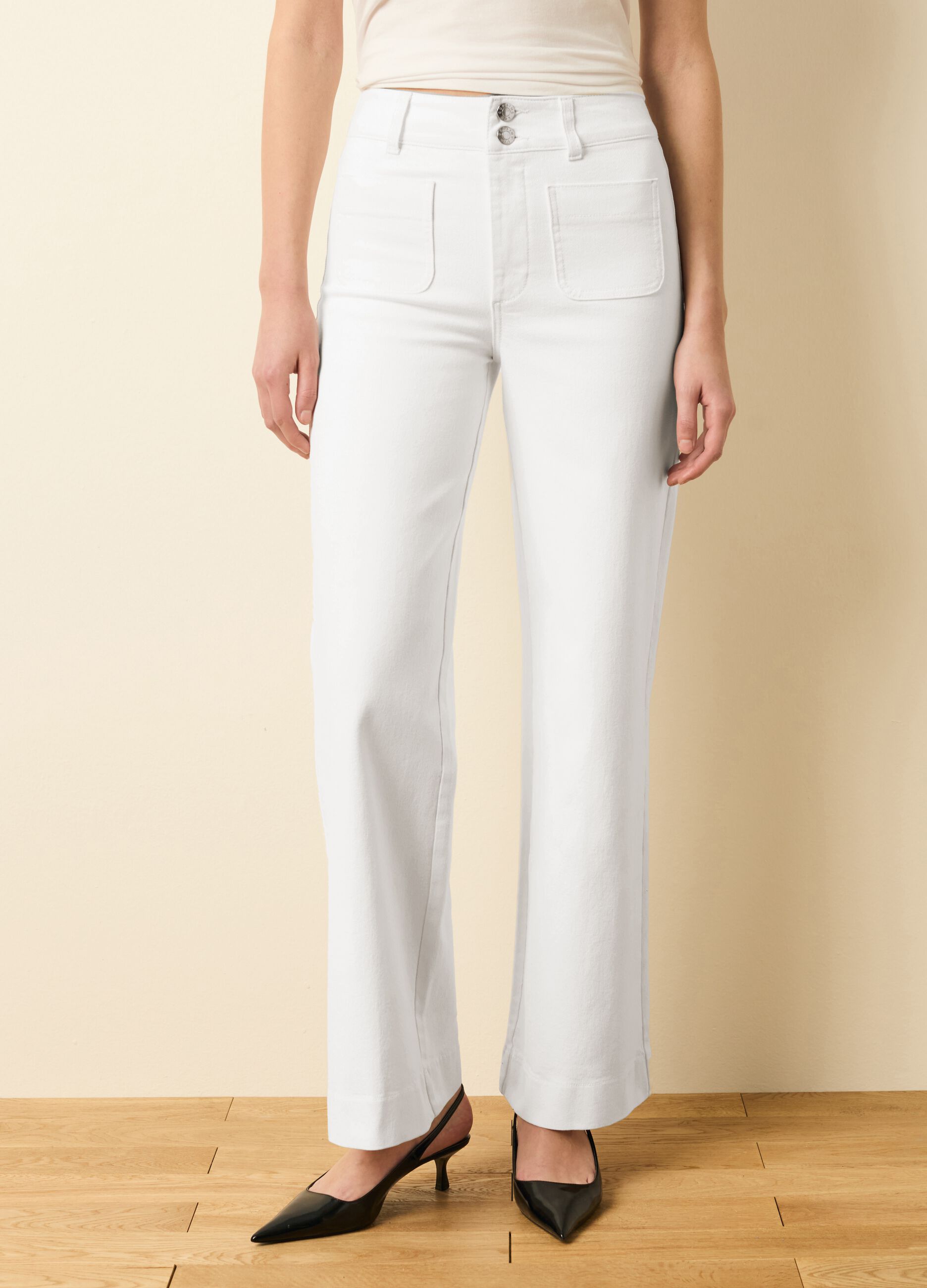 Solid colour bootcut-fit trousers