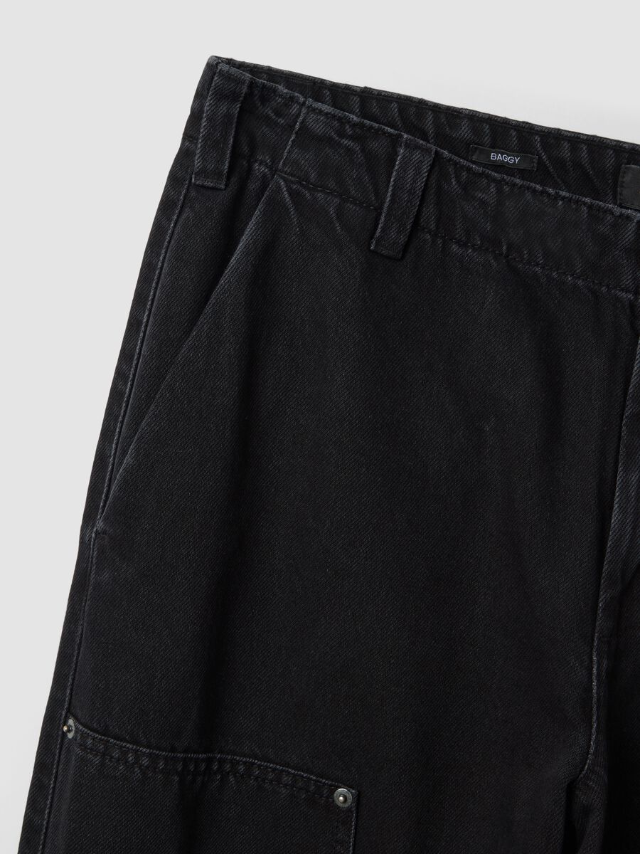 Jeans carpenter denim neri in puro cotone relaxed fit_1
