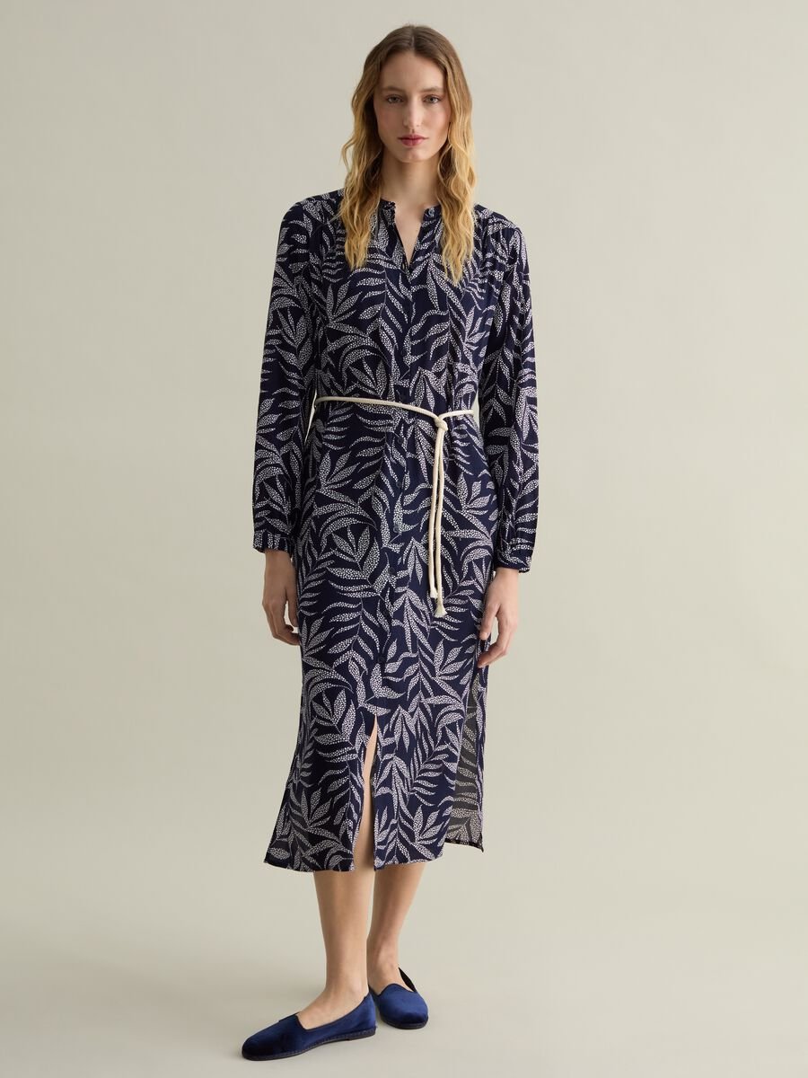 Shirt dress with cord belt_0