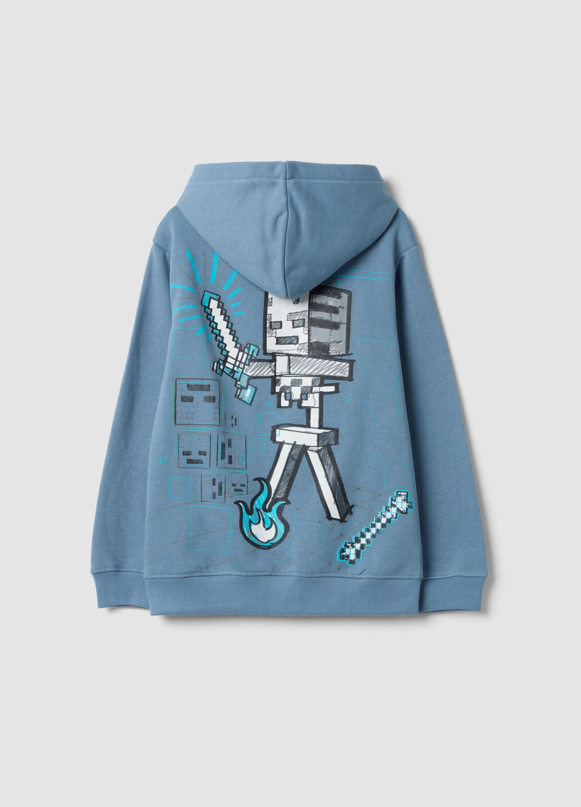 Blue cotton-blend hoodie