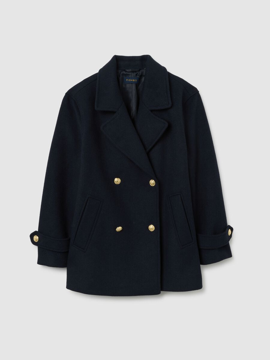 Blue double-breasted coat regular fit_4