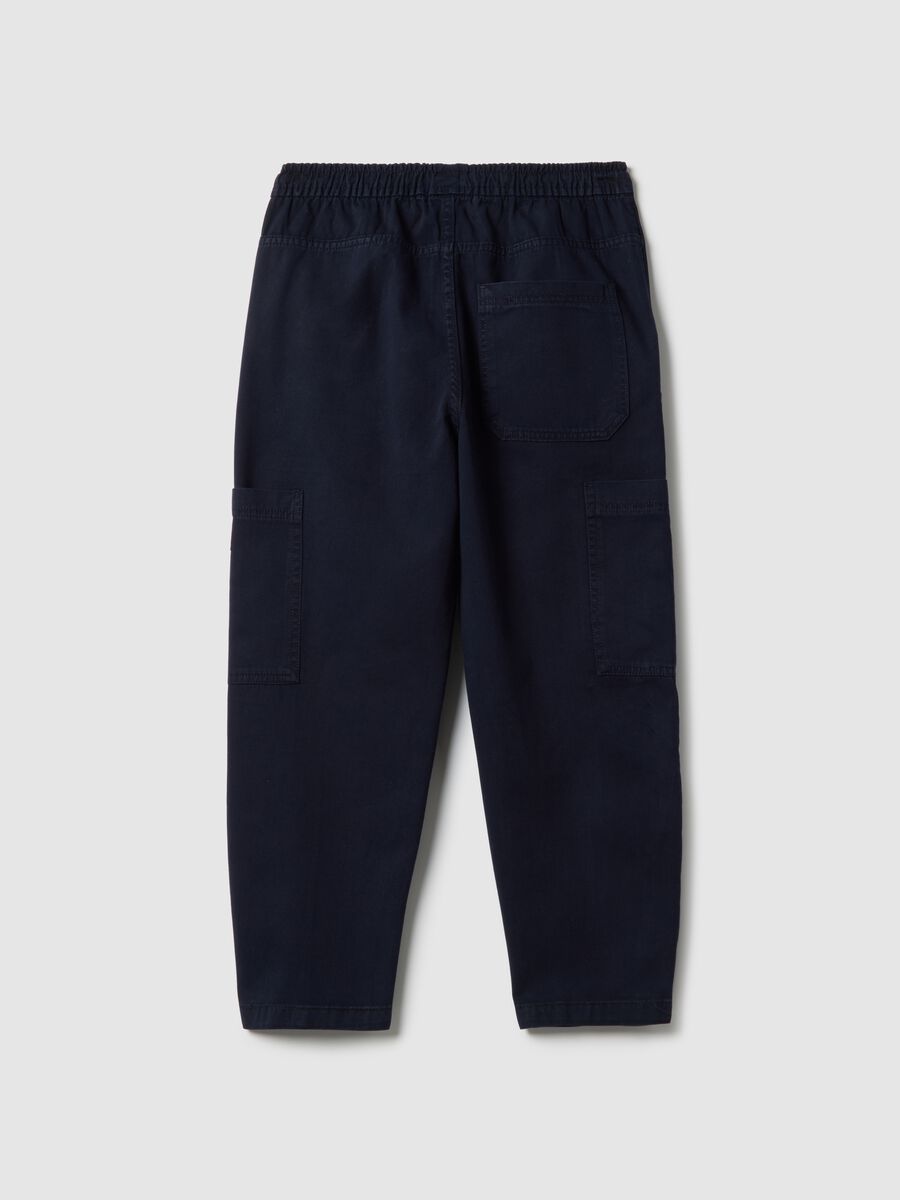 Pantaloni jogger in puro cotone blu da ragazzo regular fit_4