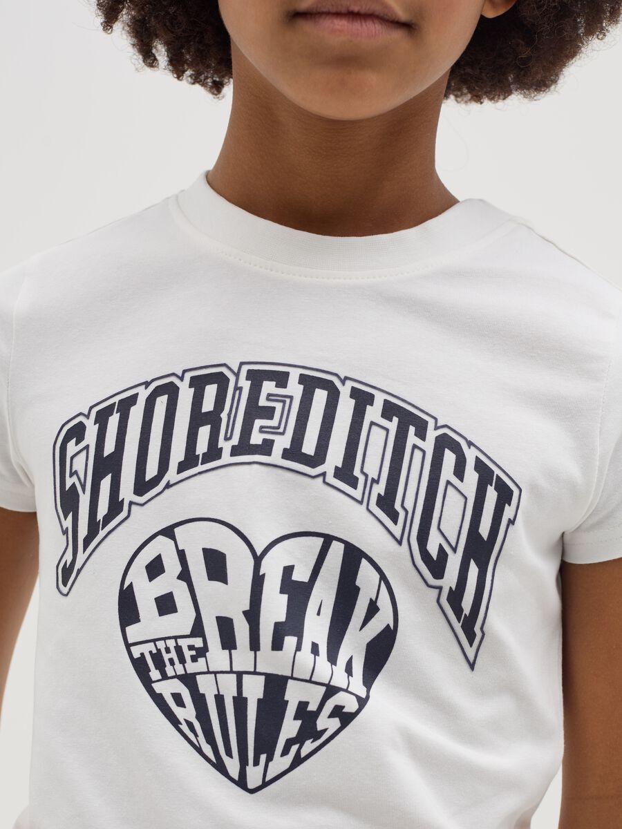 Stretch cotton T-shirt with "Shoreditch" print and heart_2