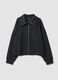 Grey striped stretch viscose full-zip sweatshirt with collar_0