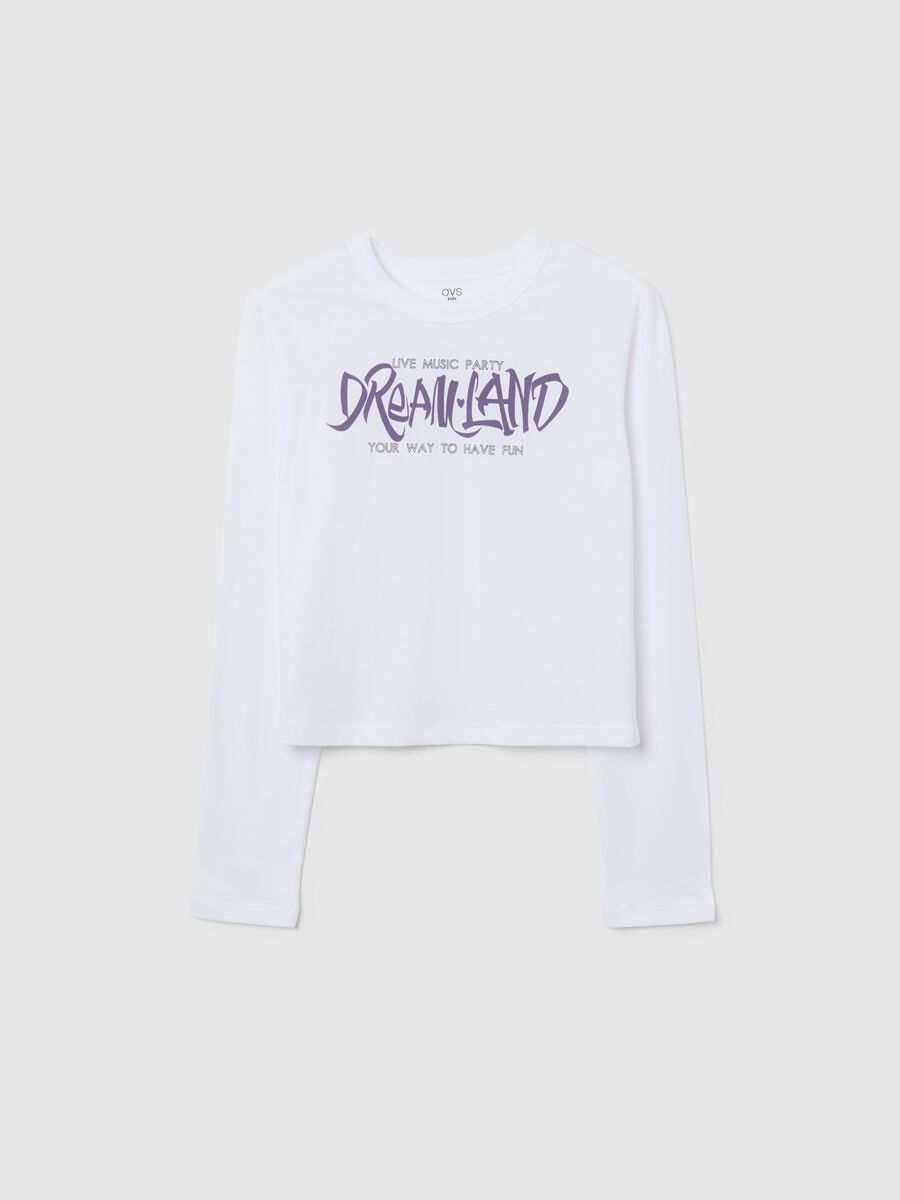 Girls' pure cotton white regular fit T-shirt with print_3