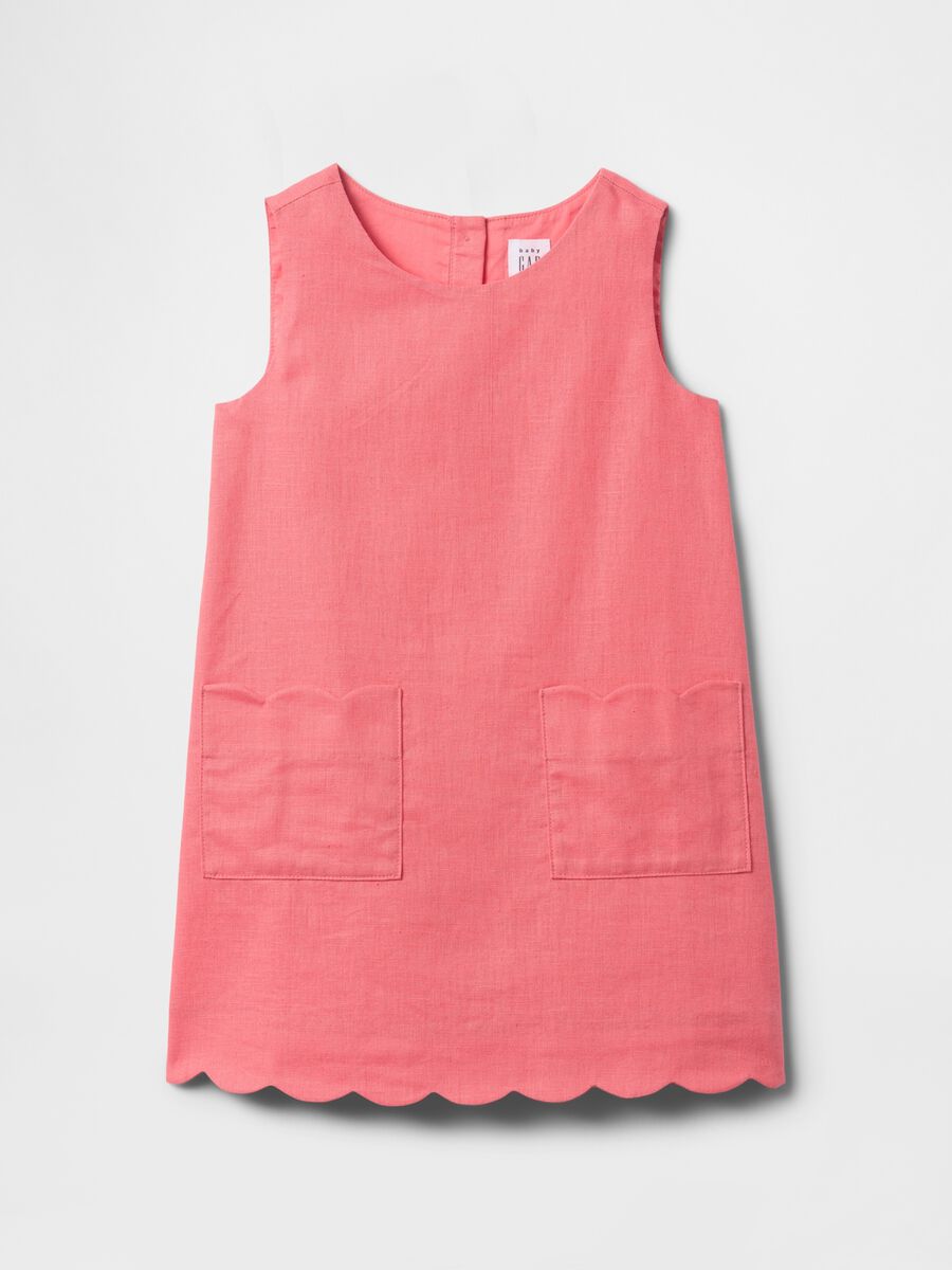 Pink Sleeveless Dress with Scalloped Hem_1