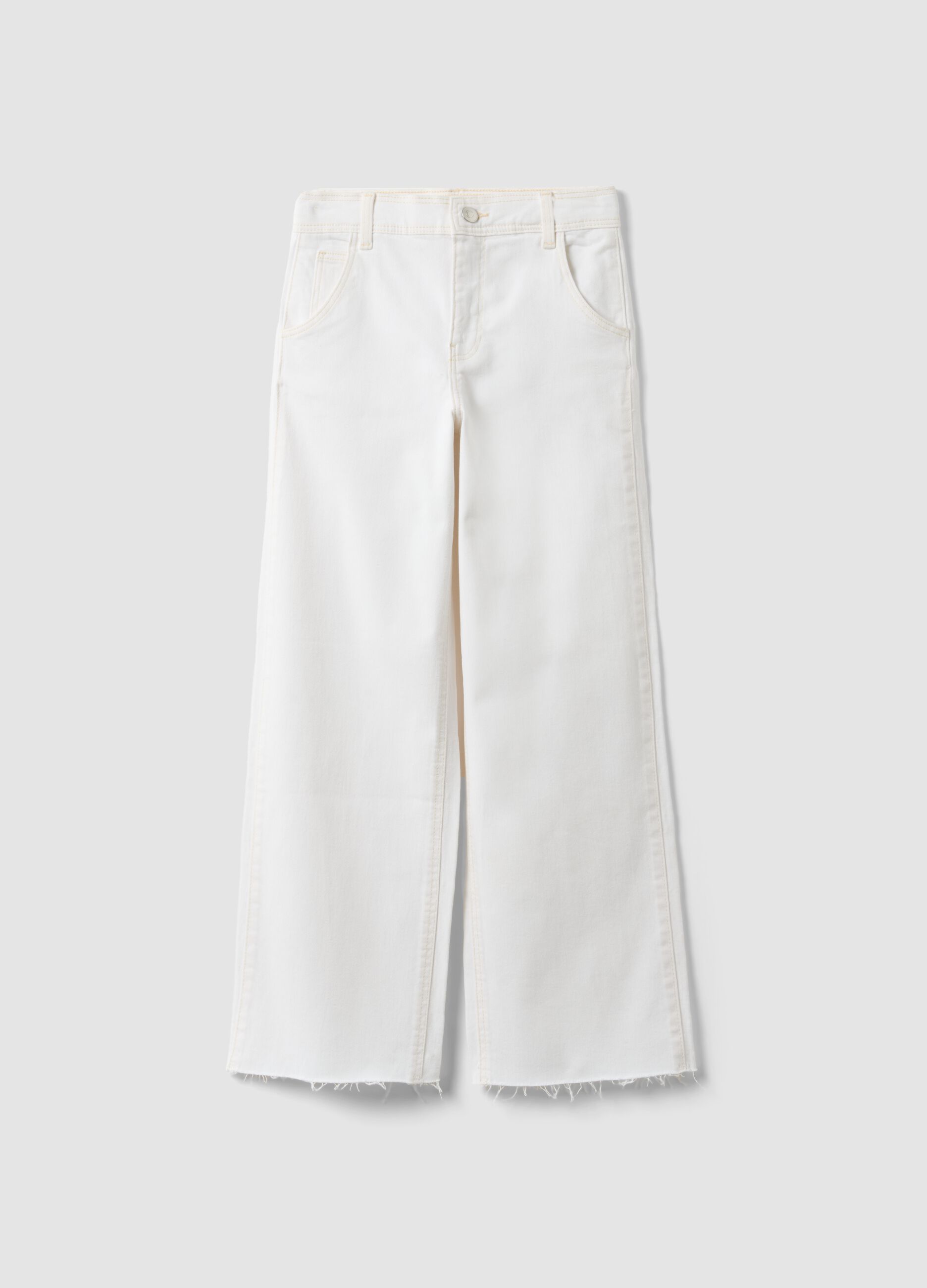 Pantaloni culotte in cotone elasticizzato bianchi da ragazza