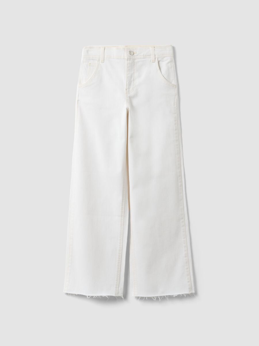 Pantaloni culotte in cotone elasticizzato bianchi da ragazza_3