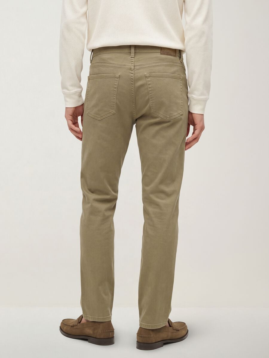 Pantaloni beige in cotone elasticizzato slim fit_4
