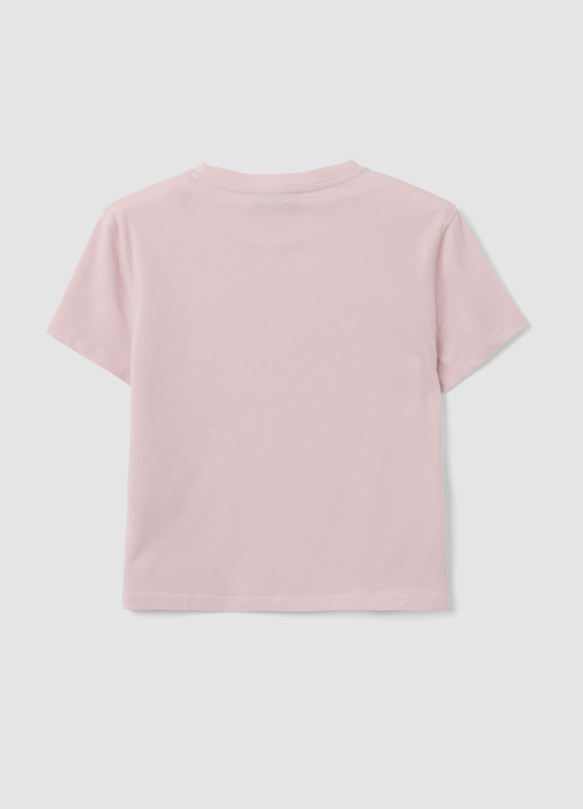 Pink cropped pure cotton T-shirt with graphic print, regular fit
